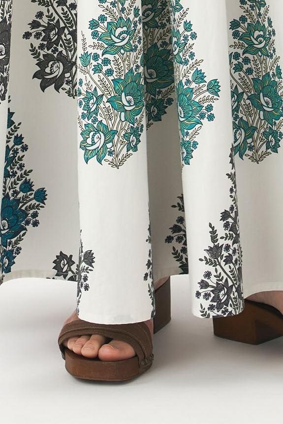 Hand-printed maxi skirt Muguet