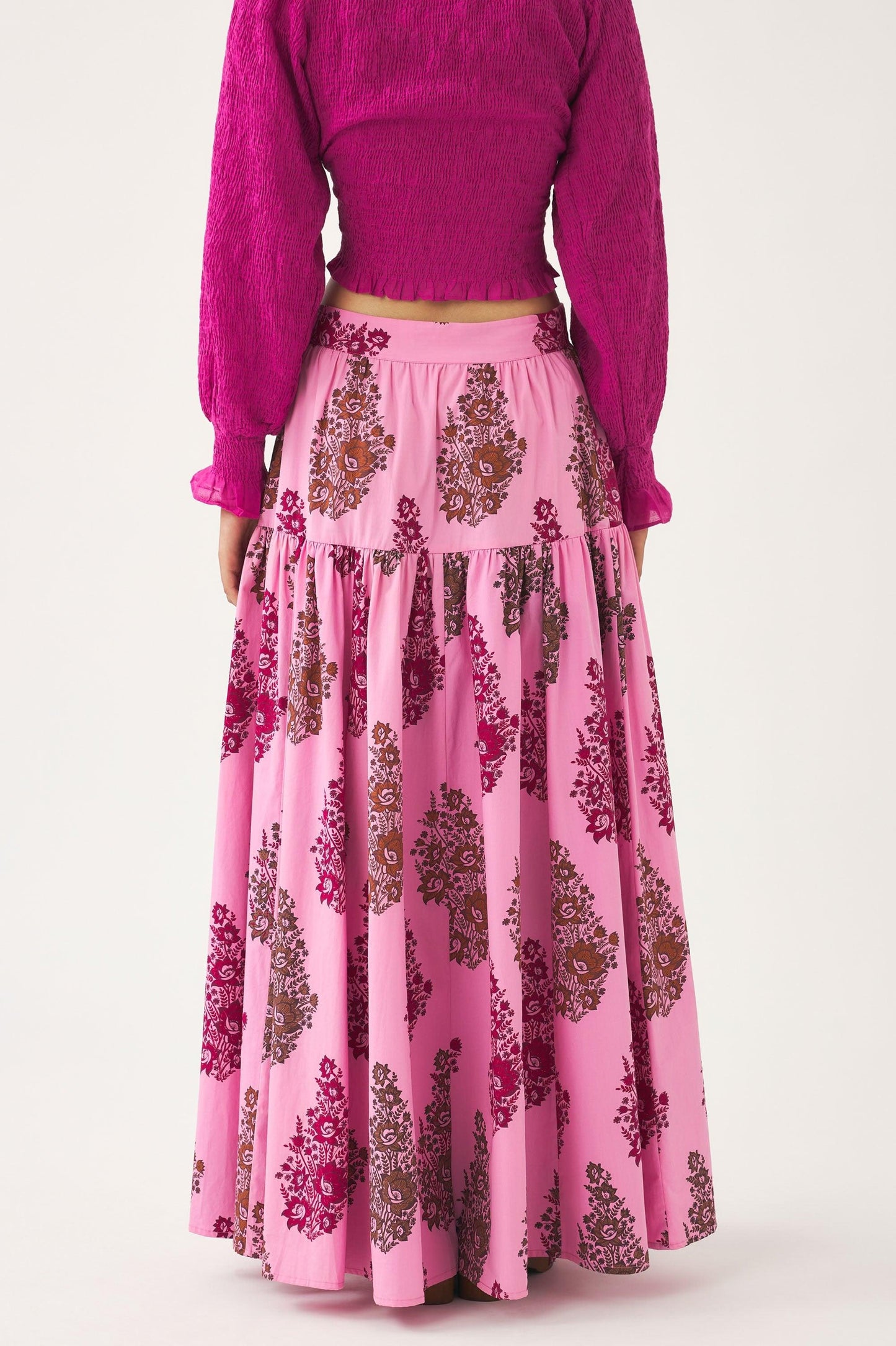 Hand-printed maxi skirt Muguet