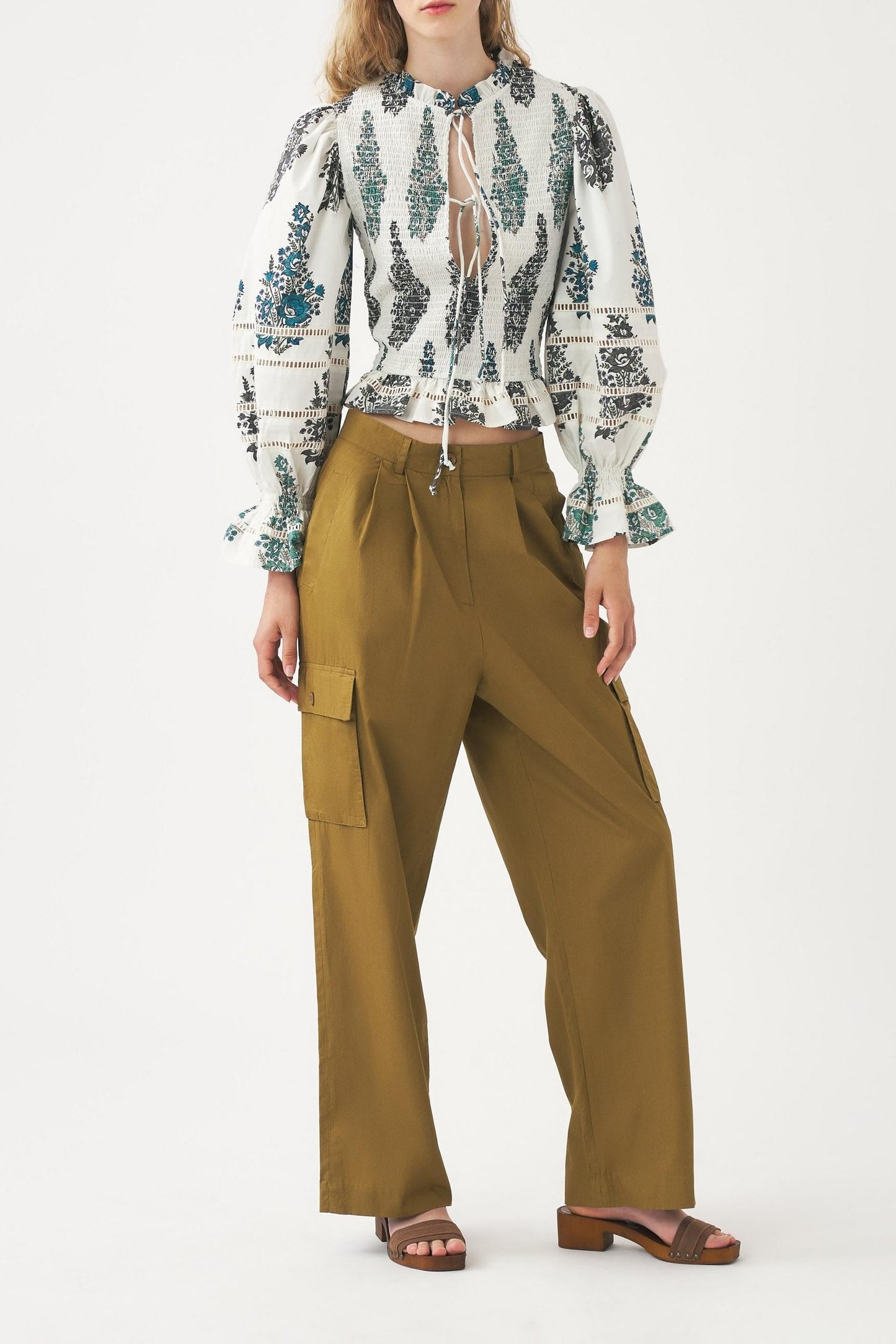 Print smocked blouse Muguet