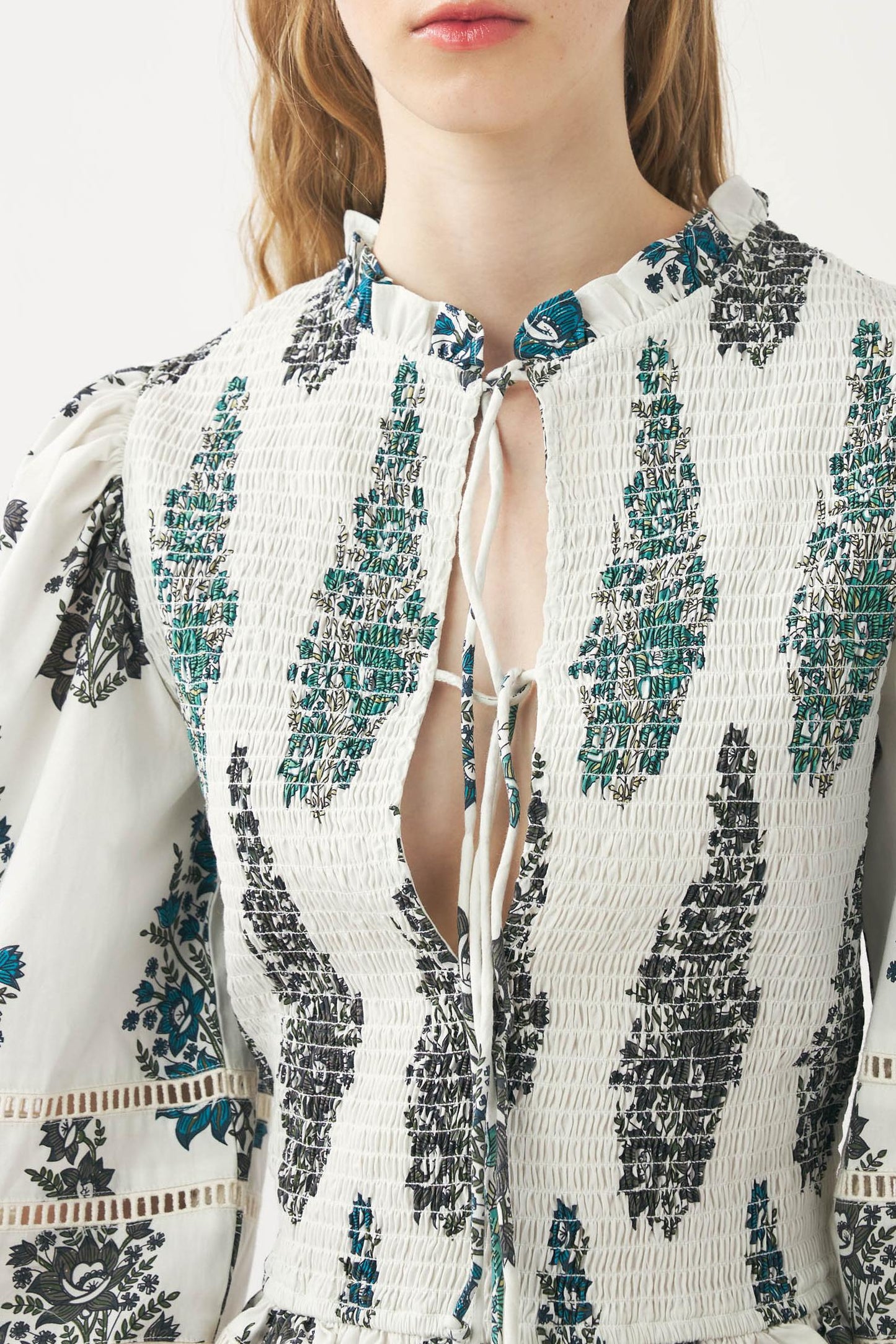 Print smocked blouse Muguet