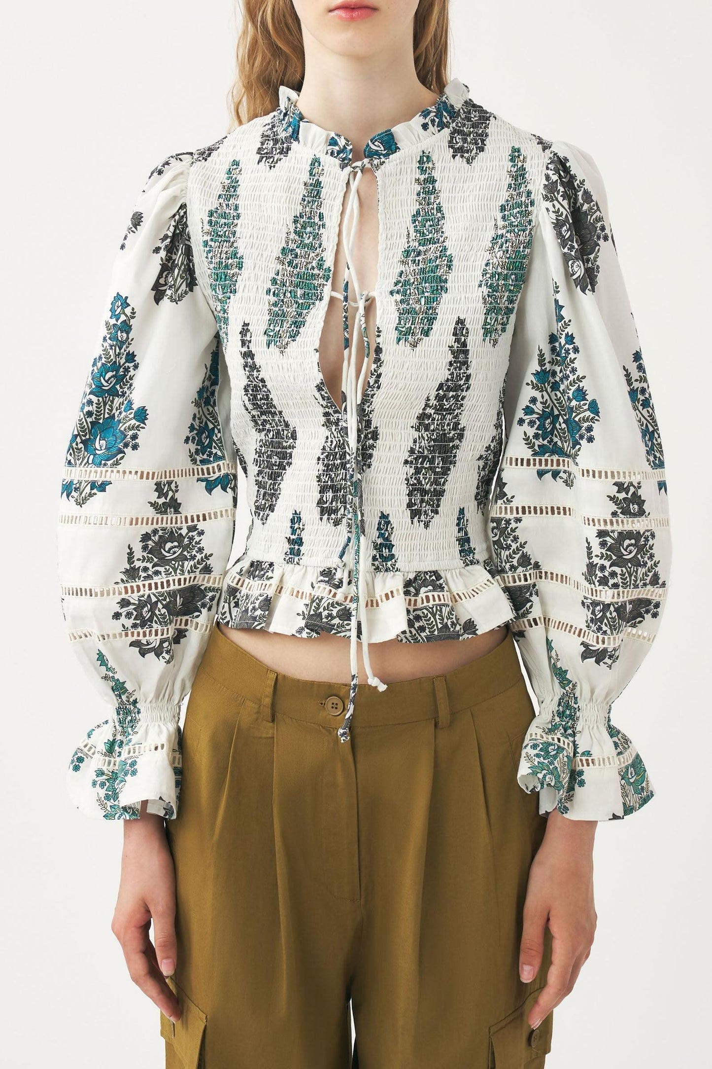 Print smocked blouse Muguet