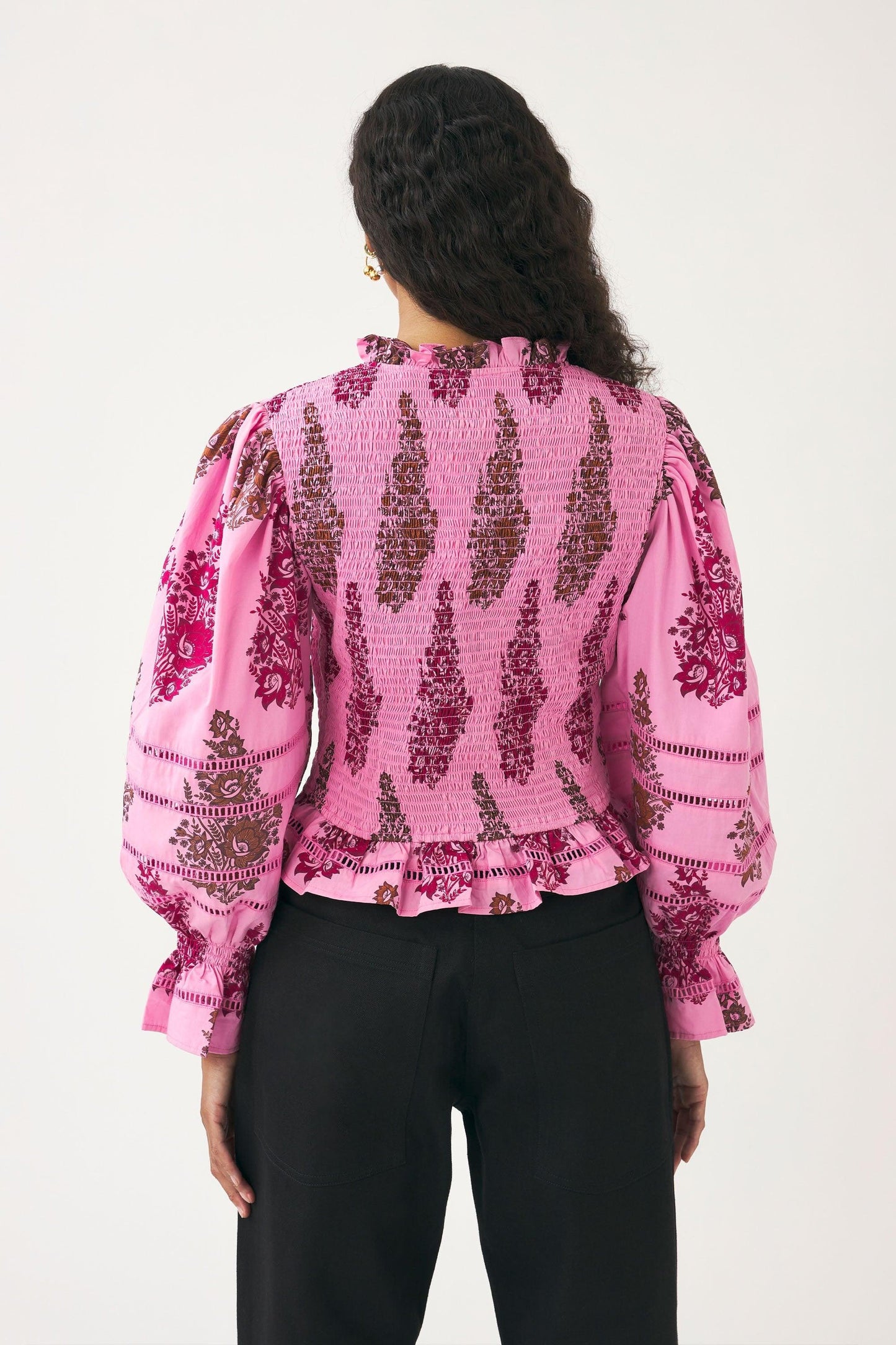 Print smocked blouse Muguet