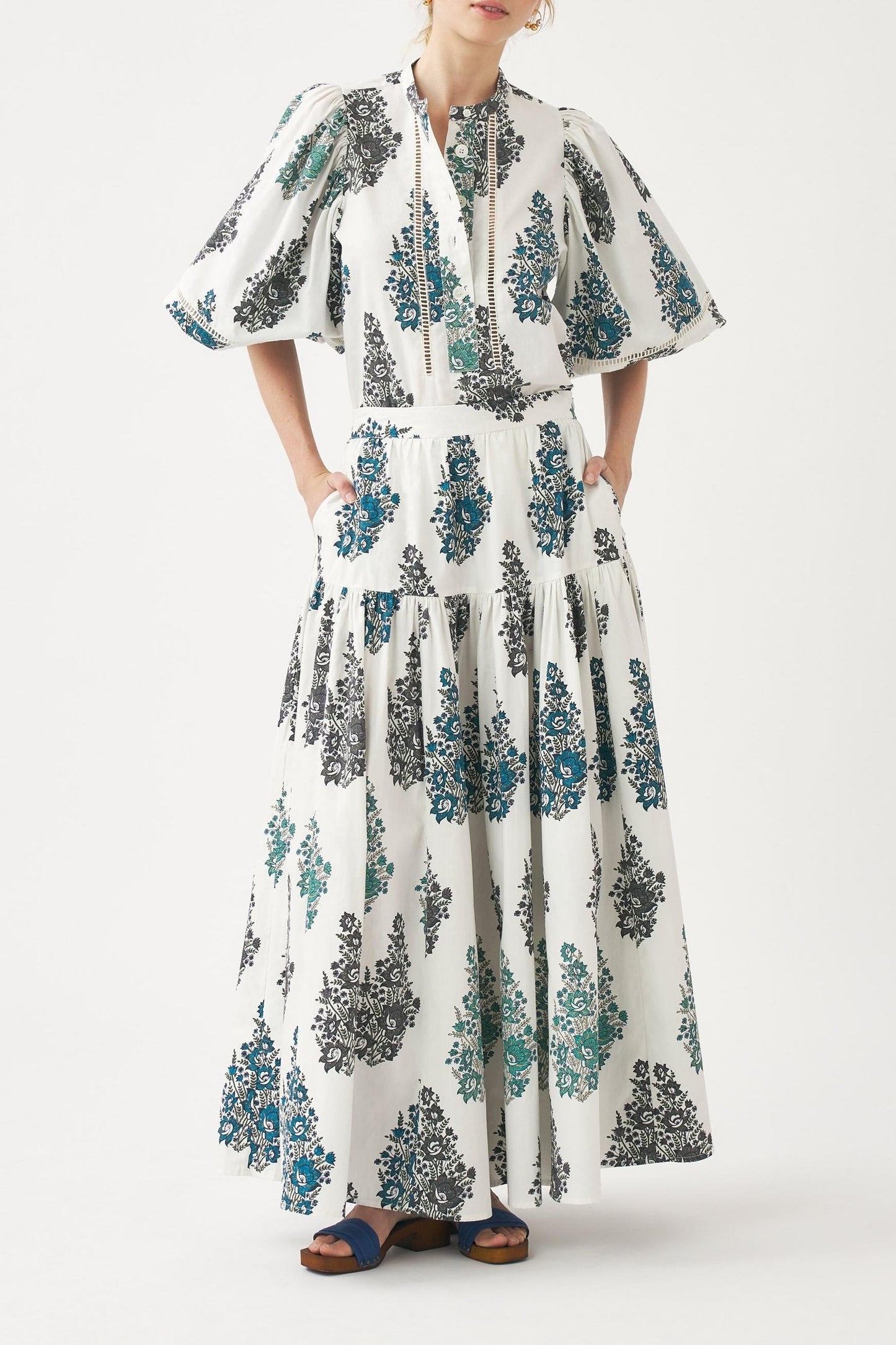 Puff sleeve print blouse Muguet