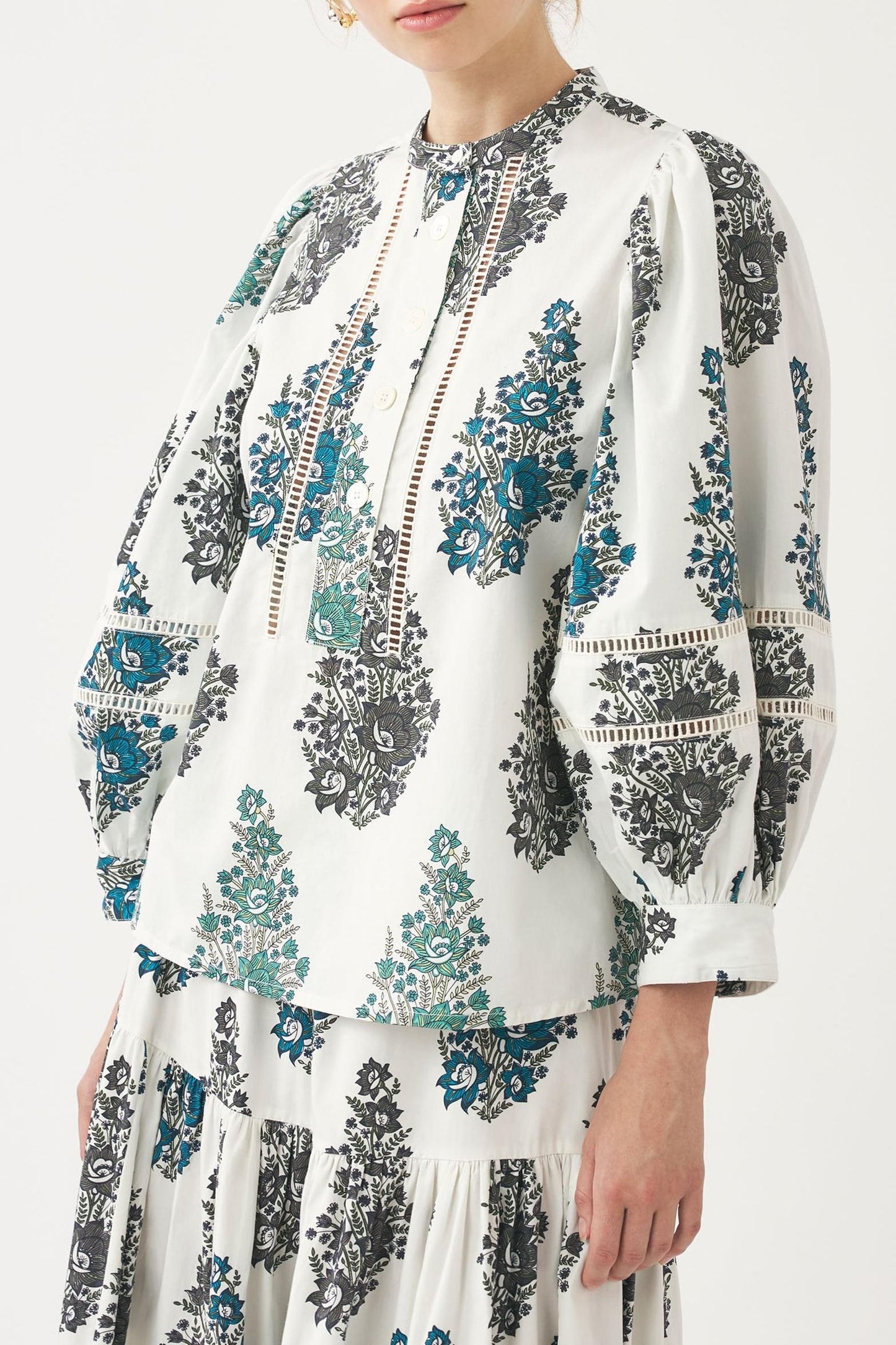 Puff sleeve print blouse Muguet