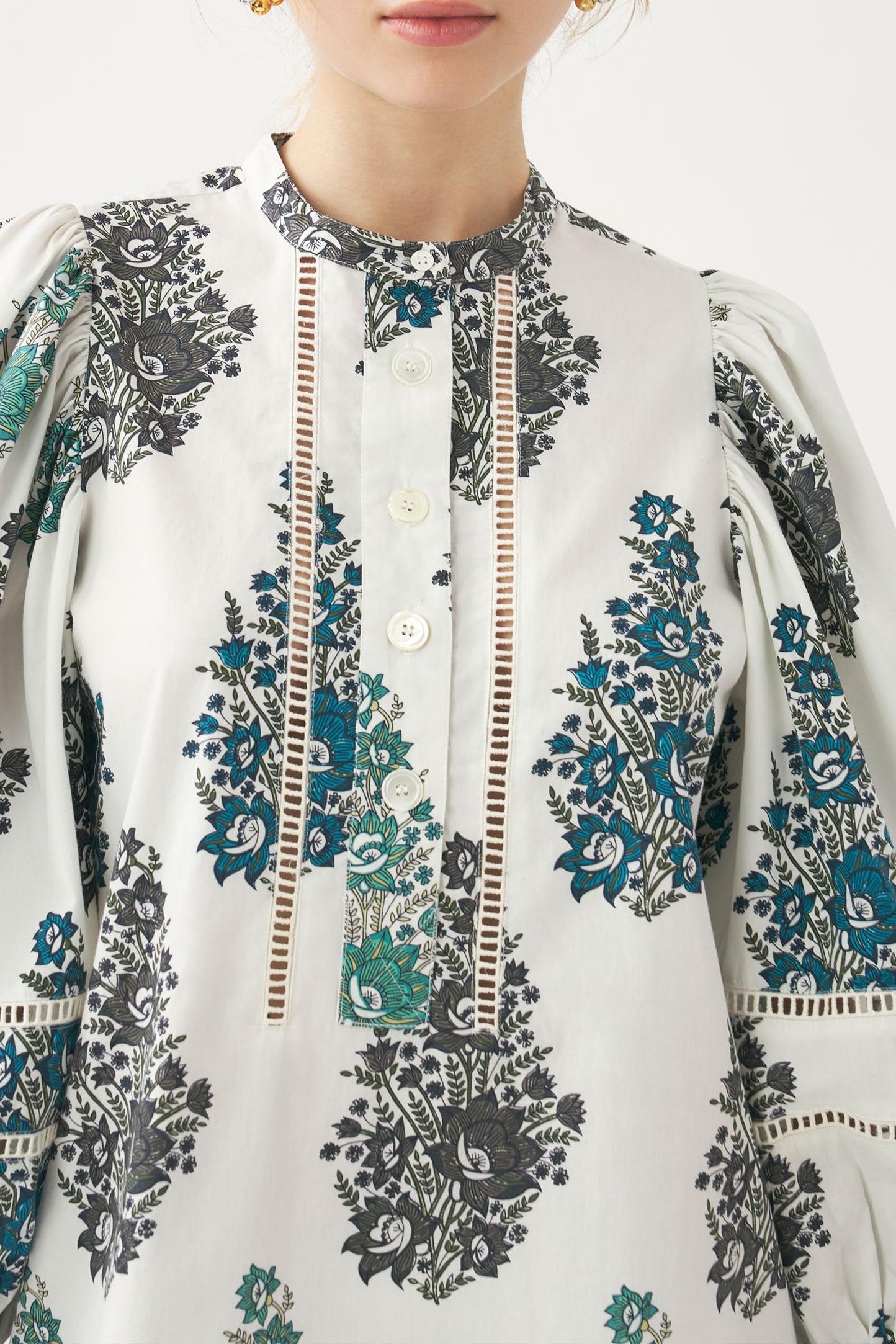 Puff sleeve print blouse Muguet