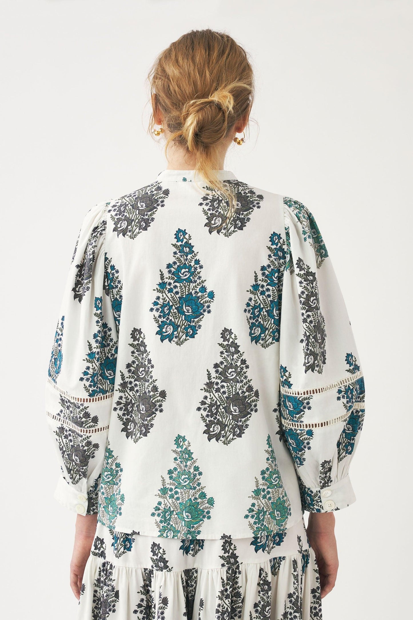 Puff sleeve print blouse Muguet
