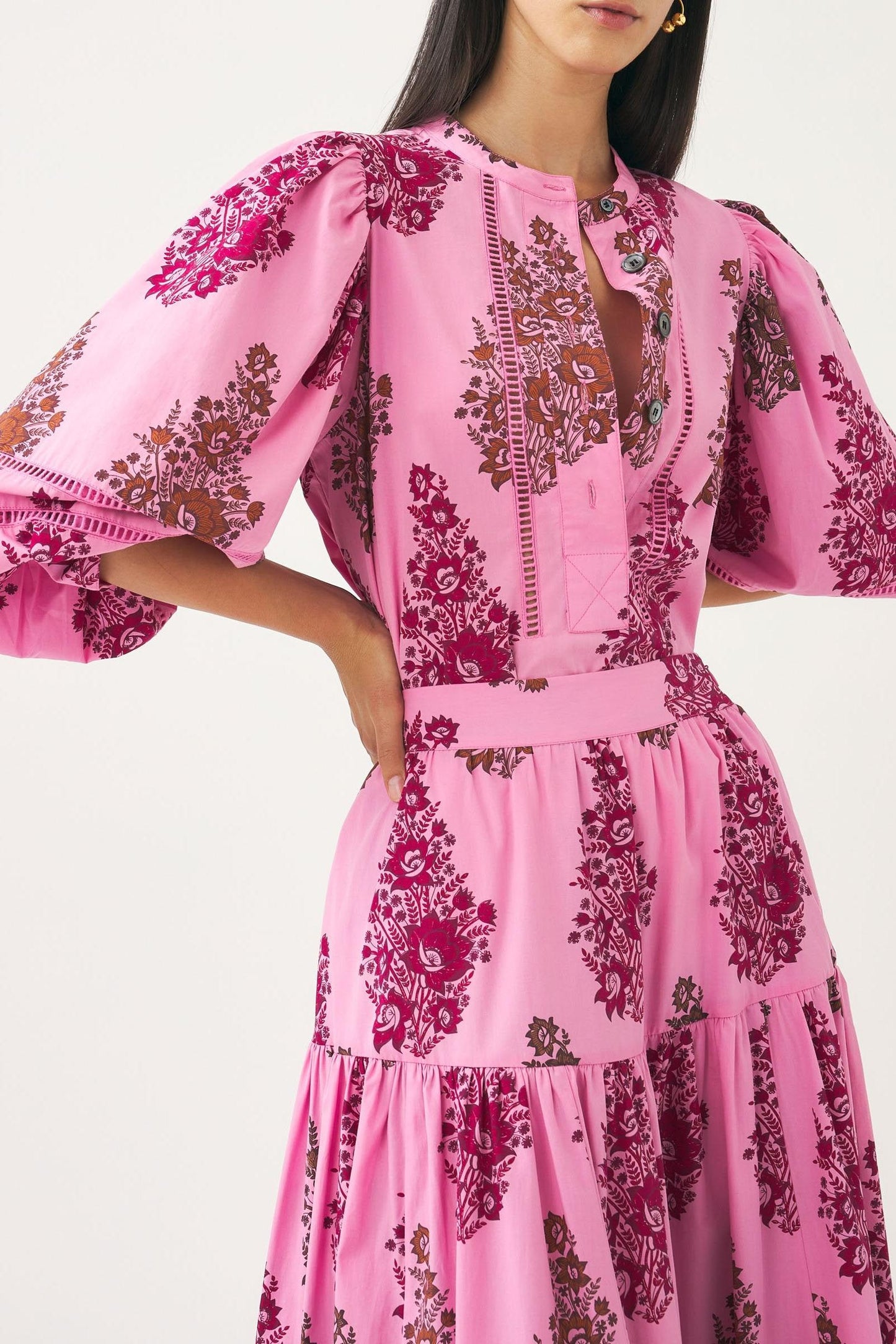 Puff sleeve print blouse Muguet
