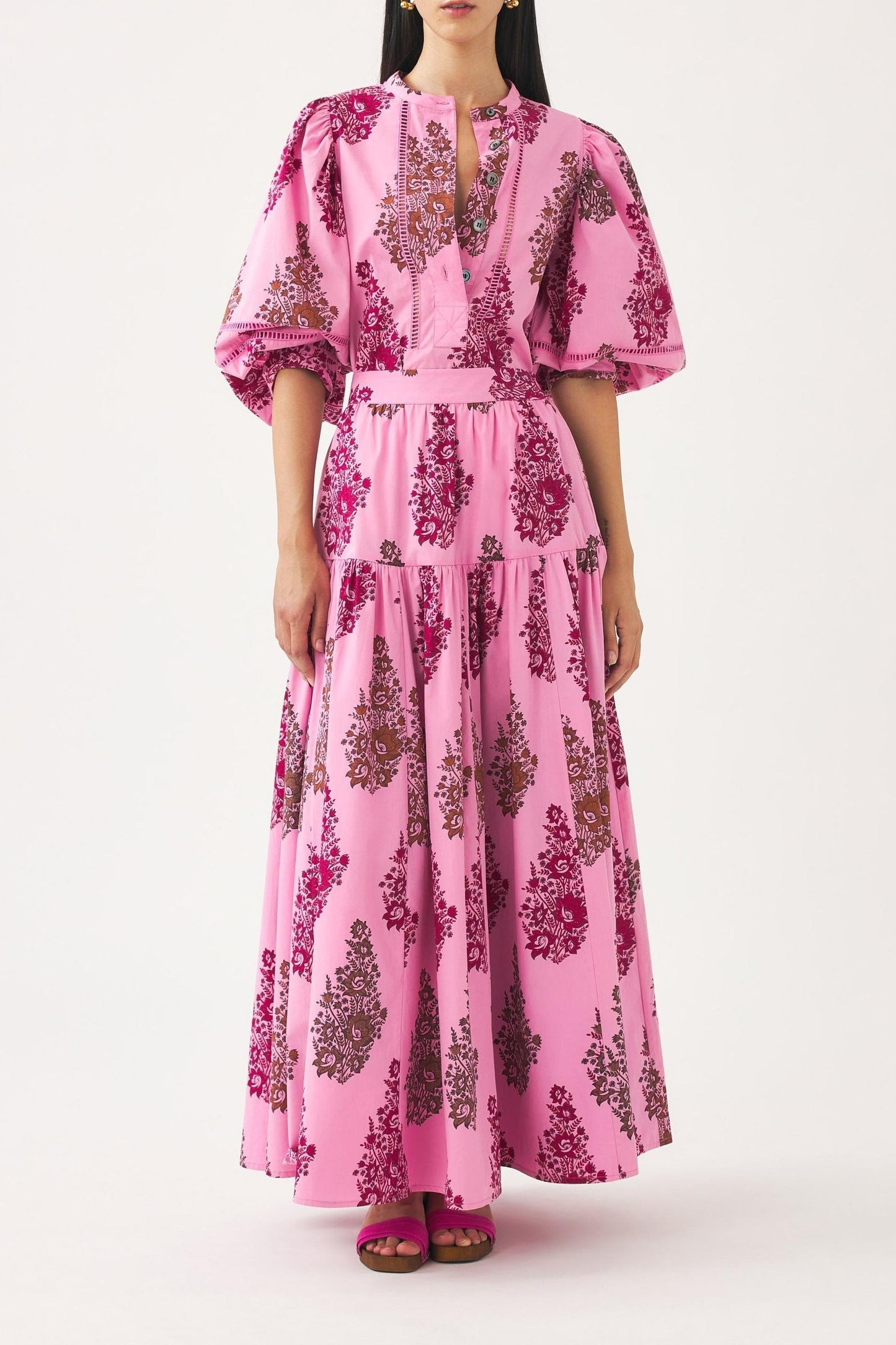 Puff sleeve print blouse Muguet