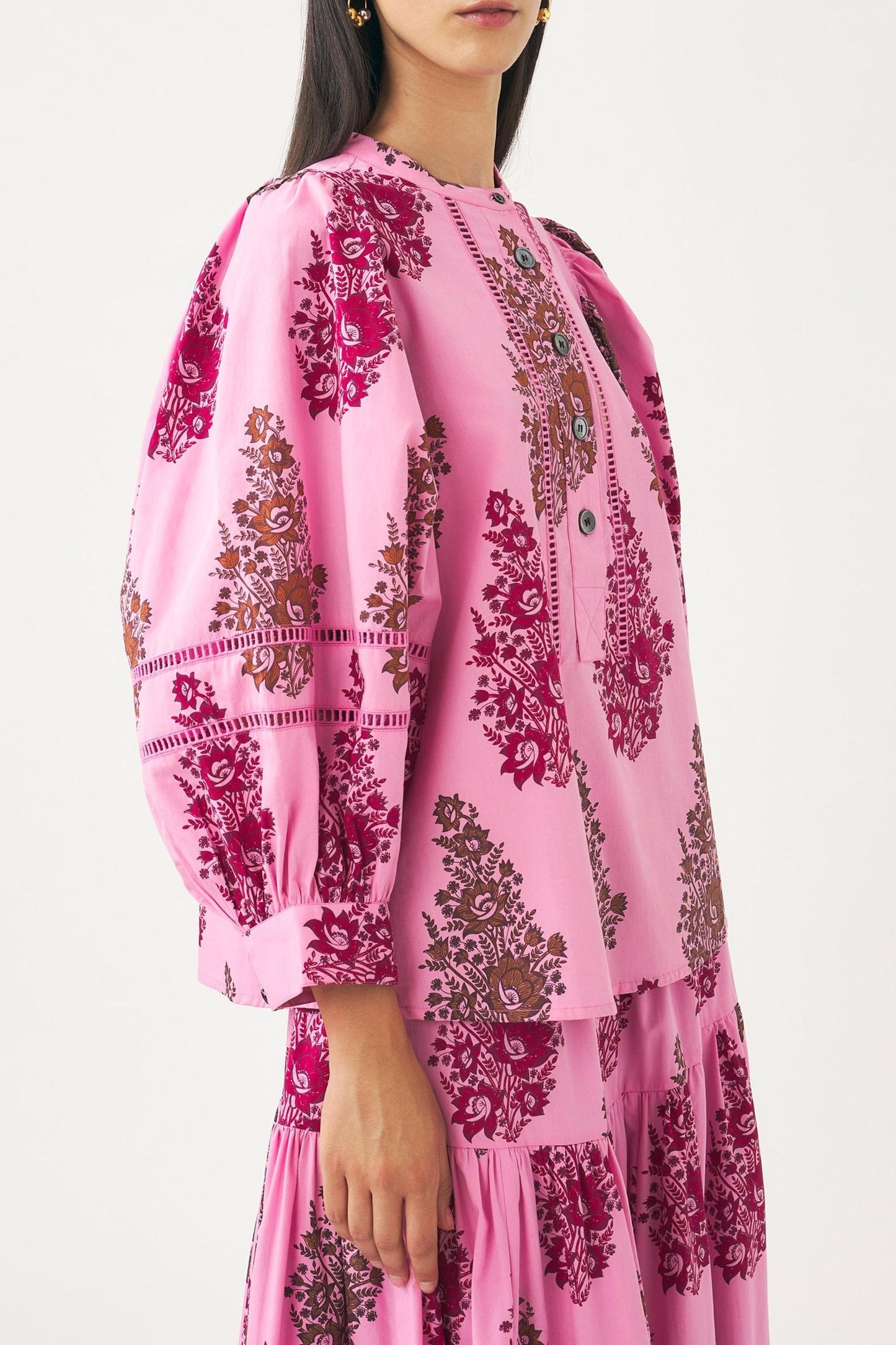 Puff sleeve print blouse Muguet
