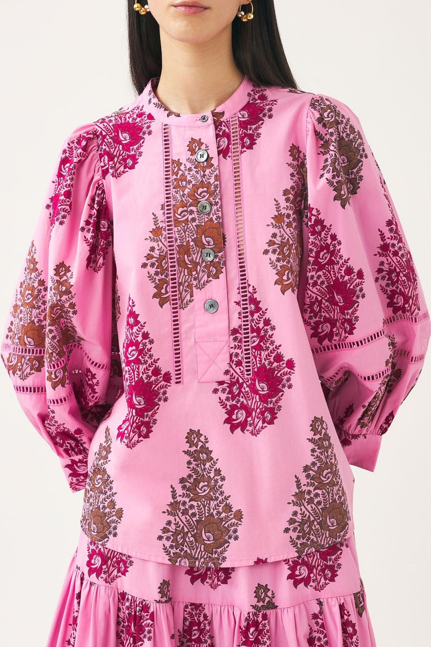 Puff sleeve print blouse Muguet