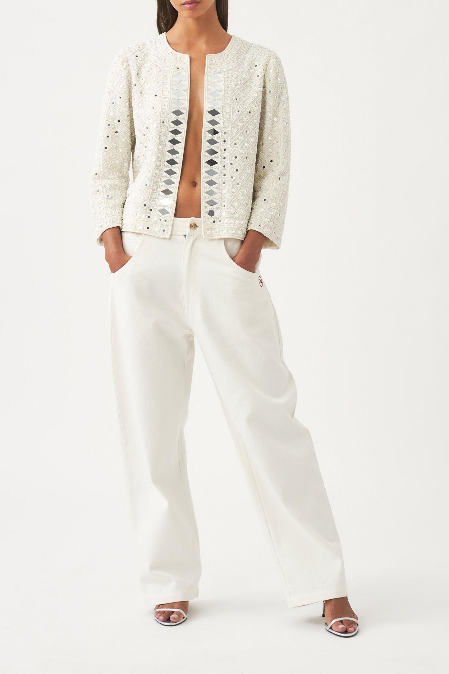 Cocktail jacket embroidered with pearls and mirror pieces Mahani