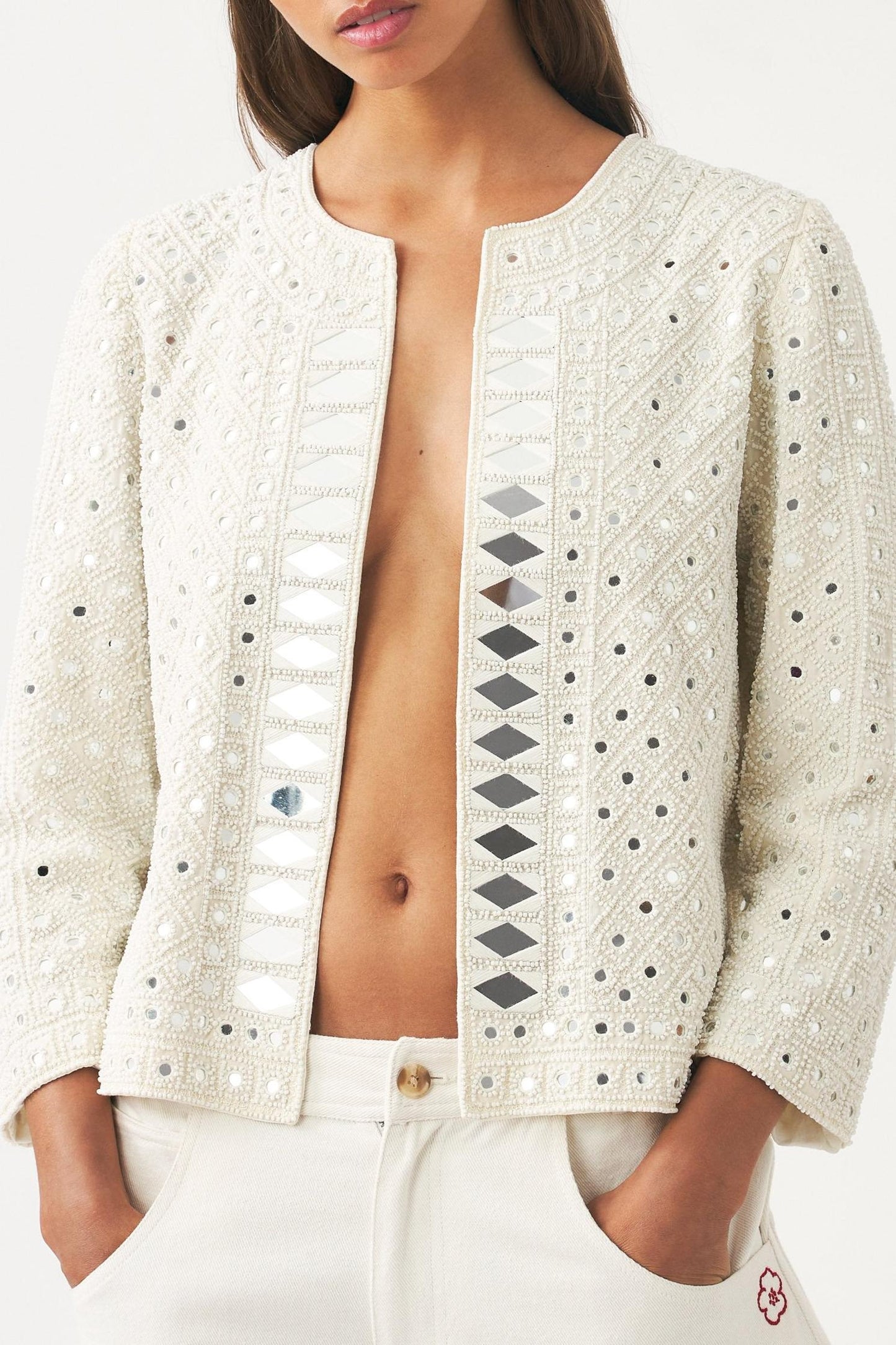 Cocktail jacket embroidered with pearls and mirror pieces Mahani