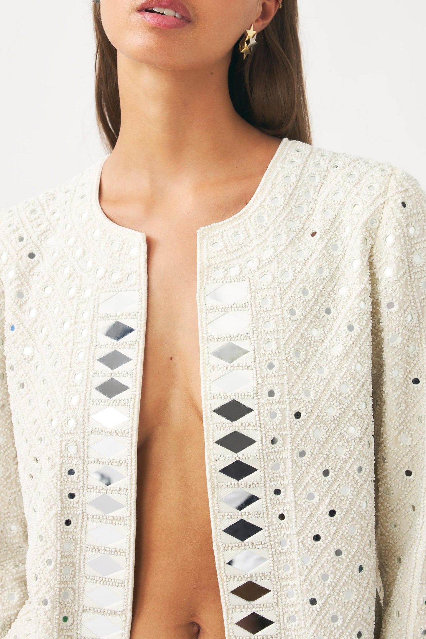 Cocktail jacket embroidered with pearls and mirror pieces Mahani