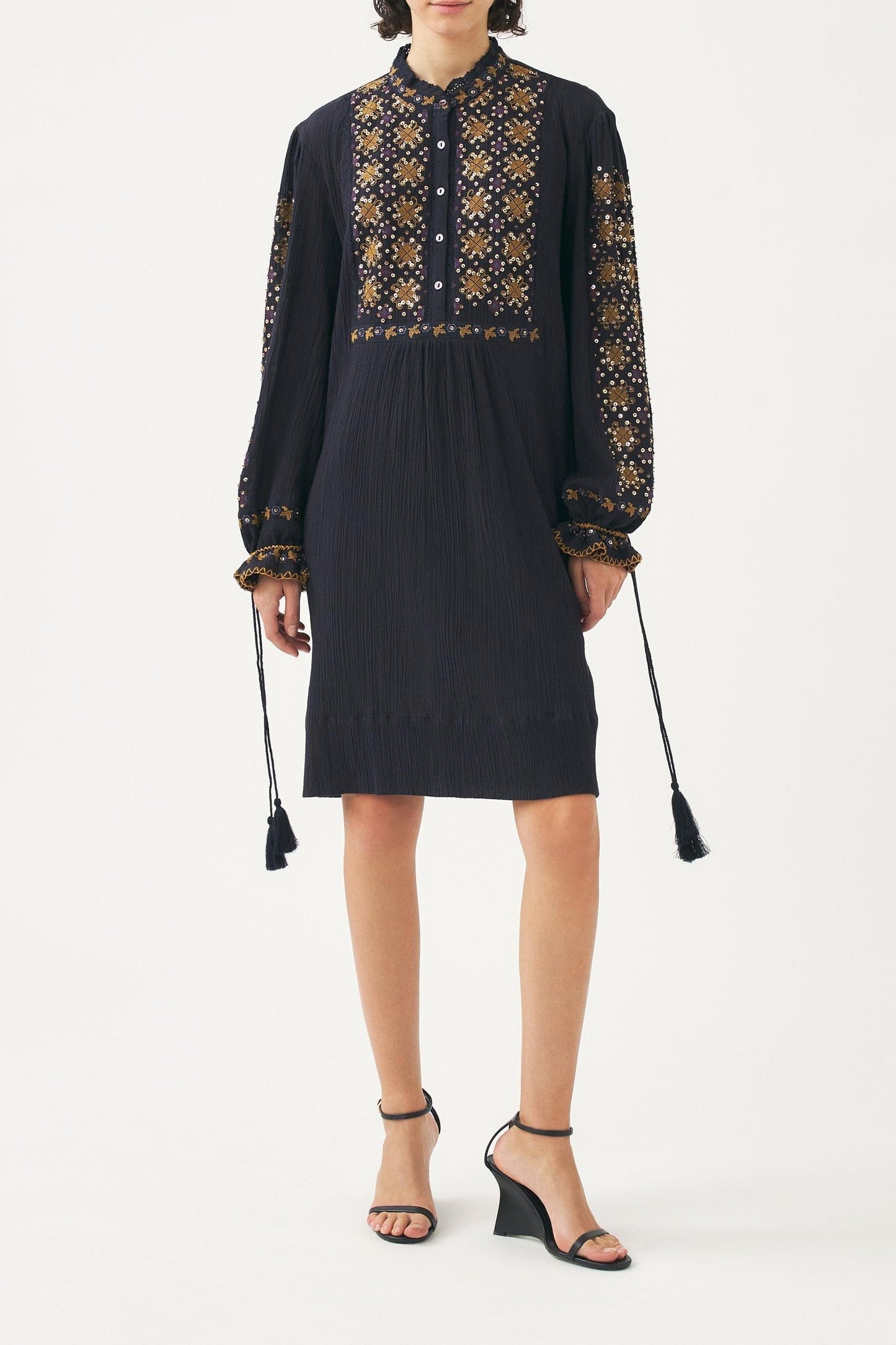 Mini dress hand-embroidered with pearls Jena