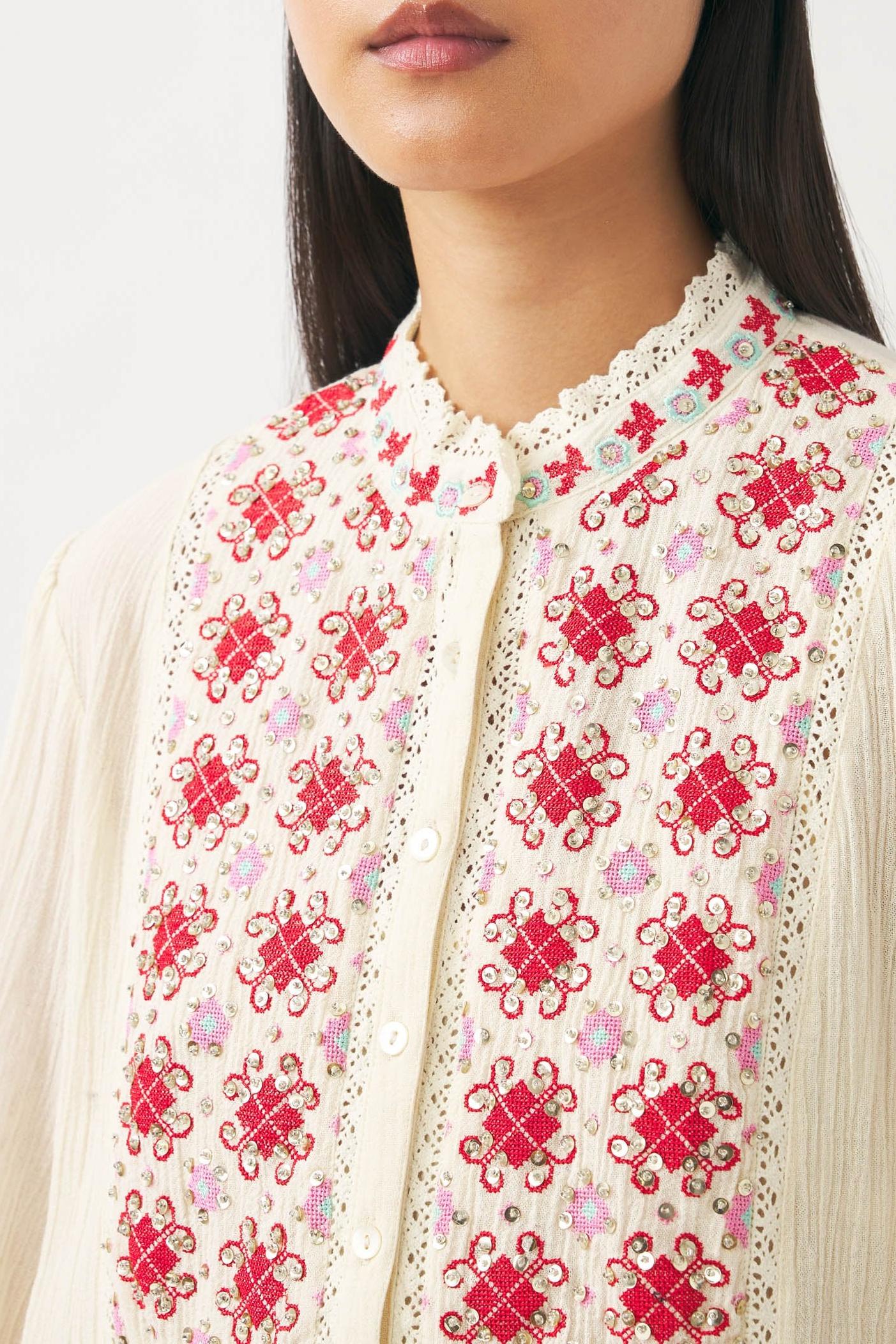 Mini dress hand-embroidered with pearls Jena