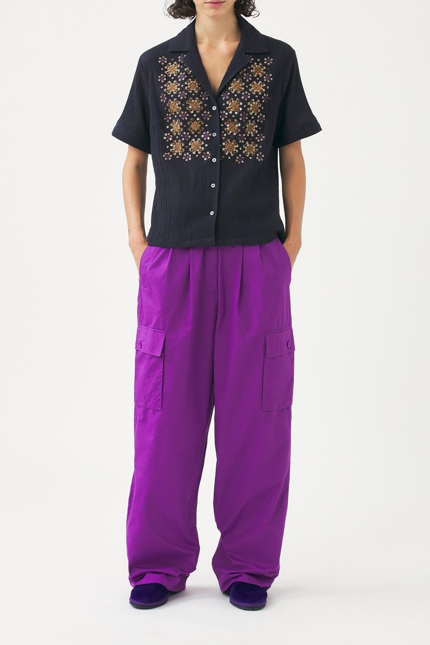 Blouse hand-embroidered with pearls Jena