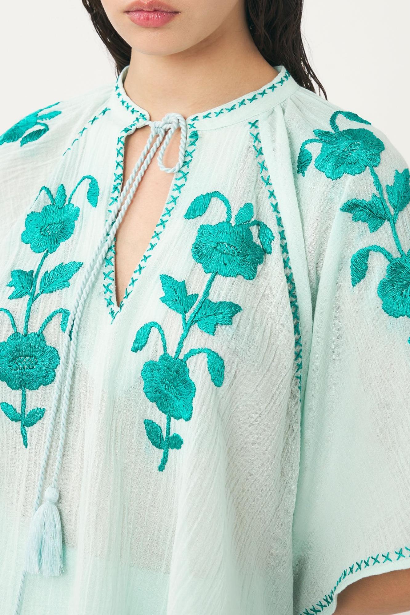 Mini kaftan hand-embroidered with silk Ila