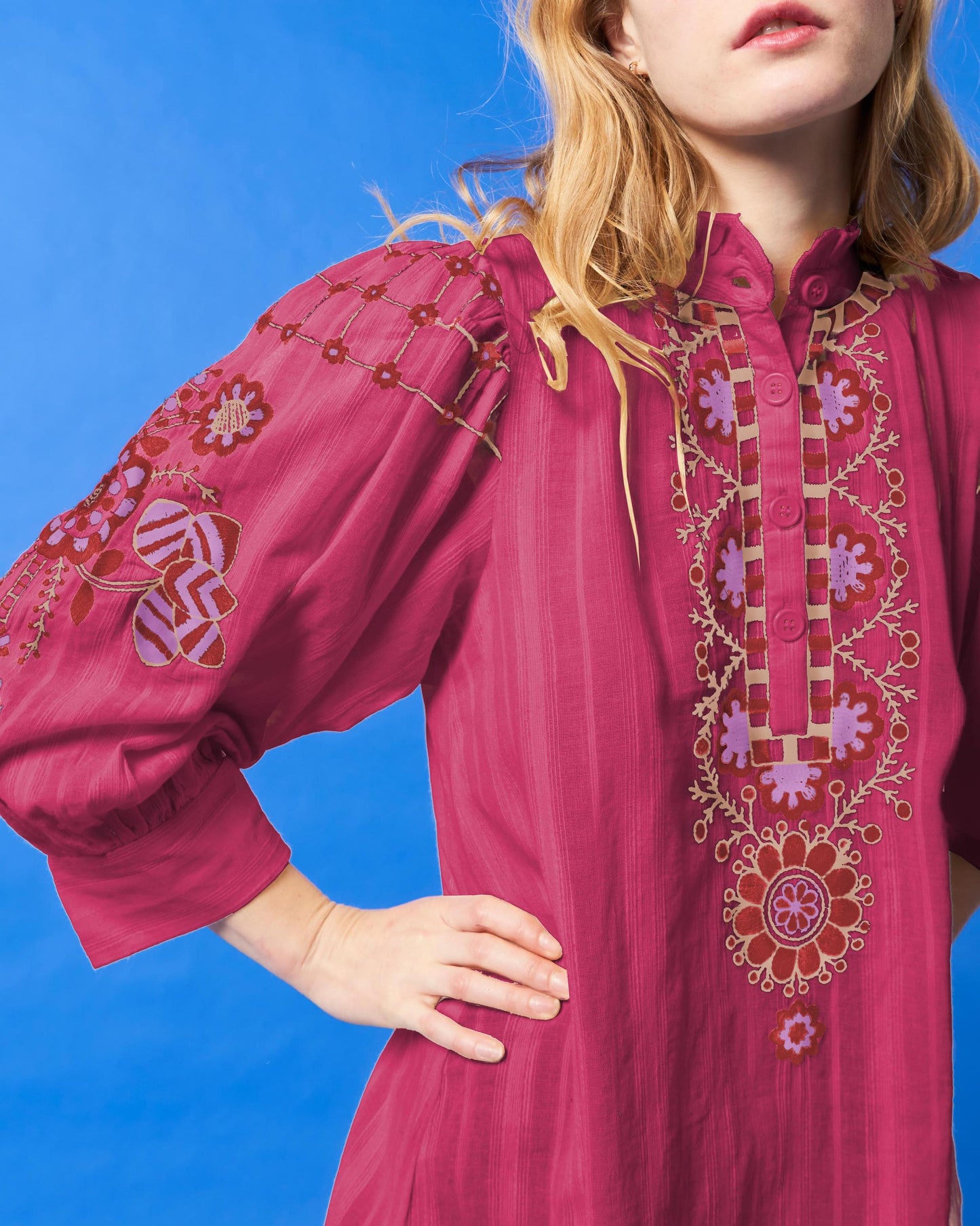Cami embroidered mini dress - Berry