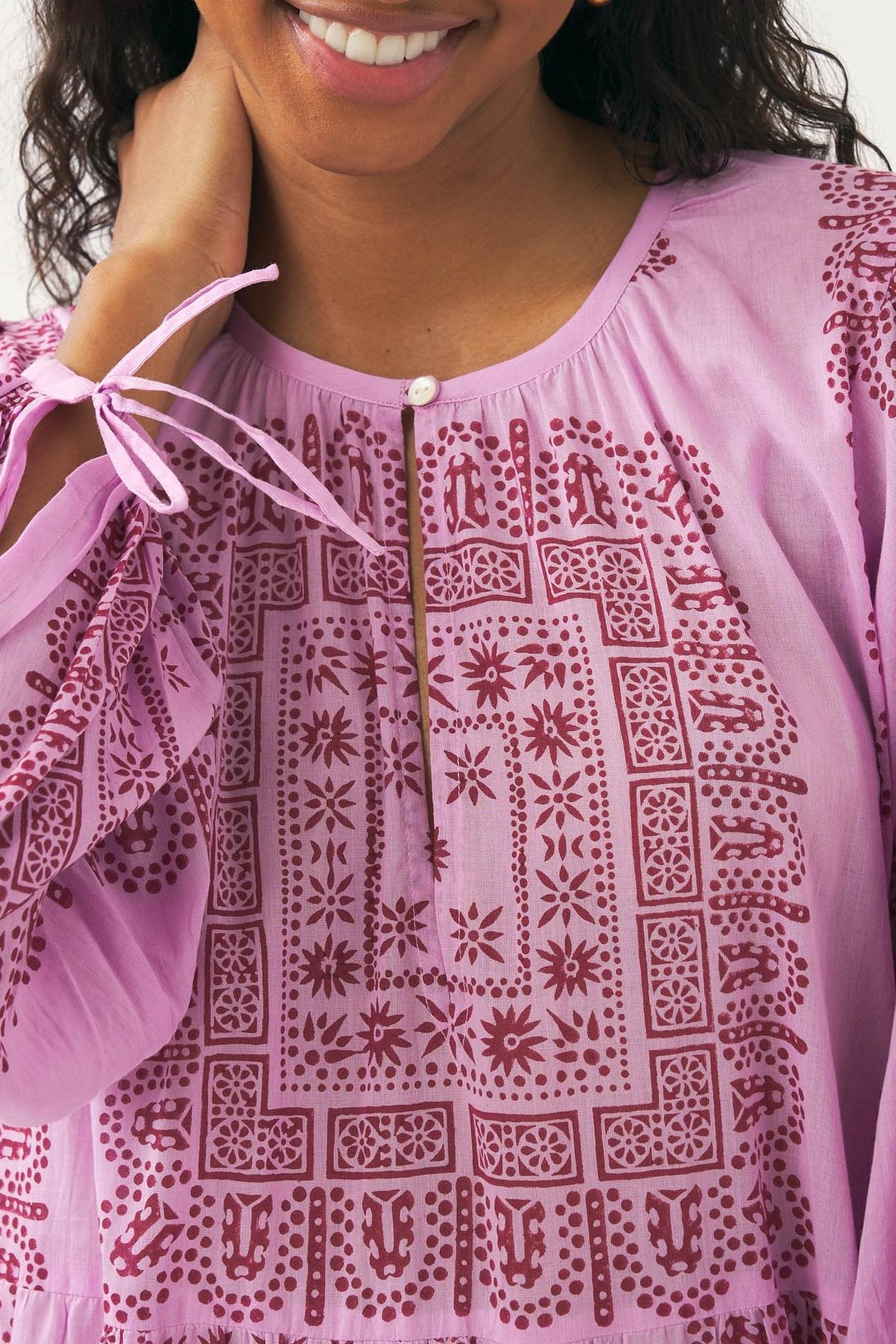 Cotton voile print maxi dress Nalii
