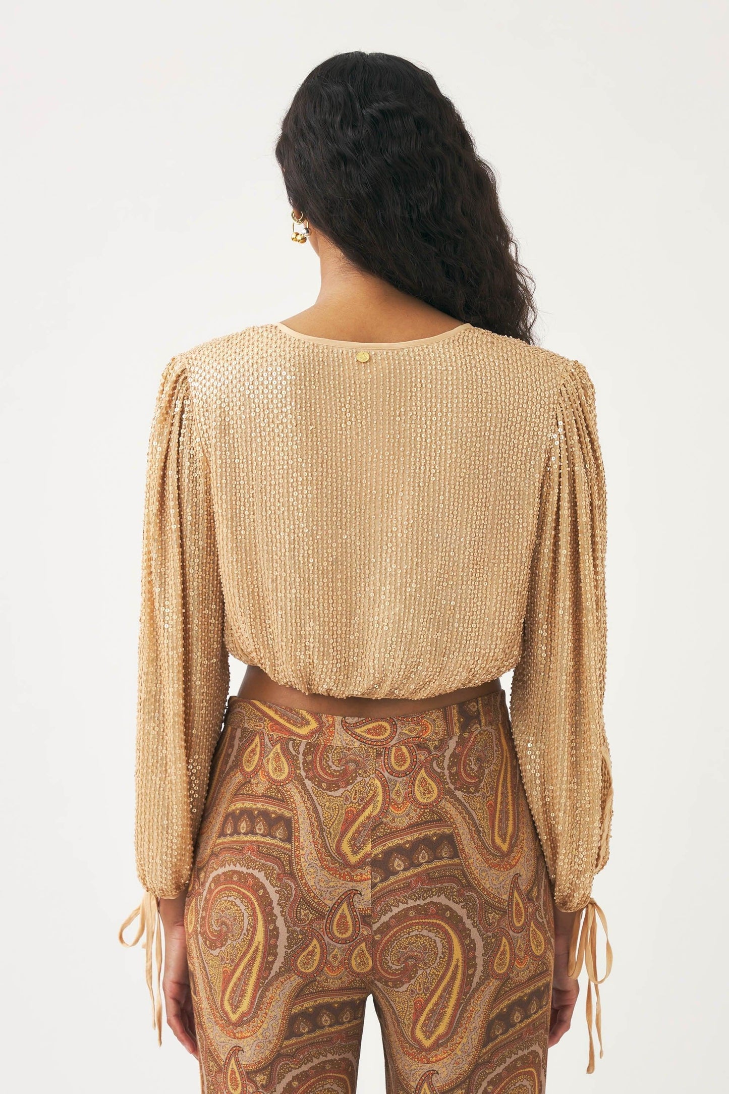 Crop top hand-embroidered with pearls Dune