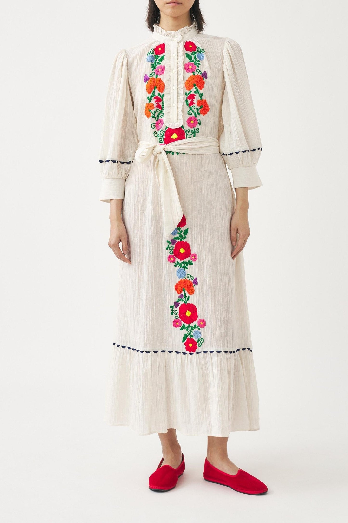 Hand-embroidered maxi dress Clotilda