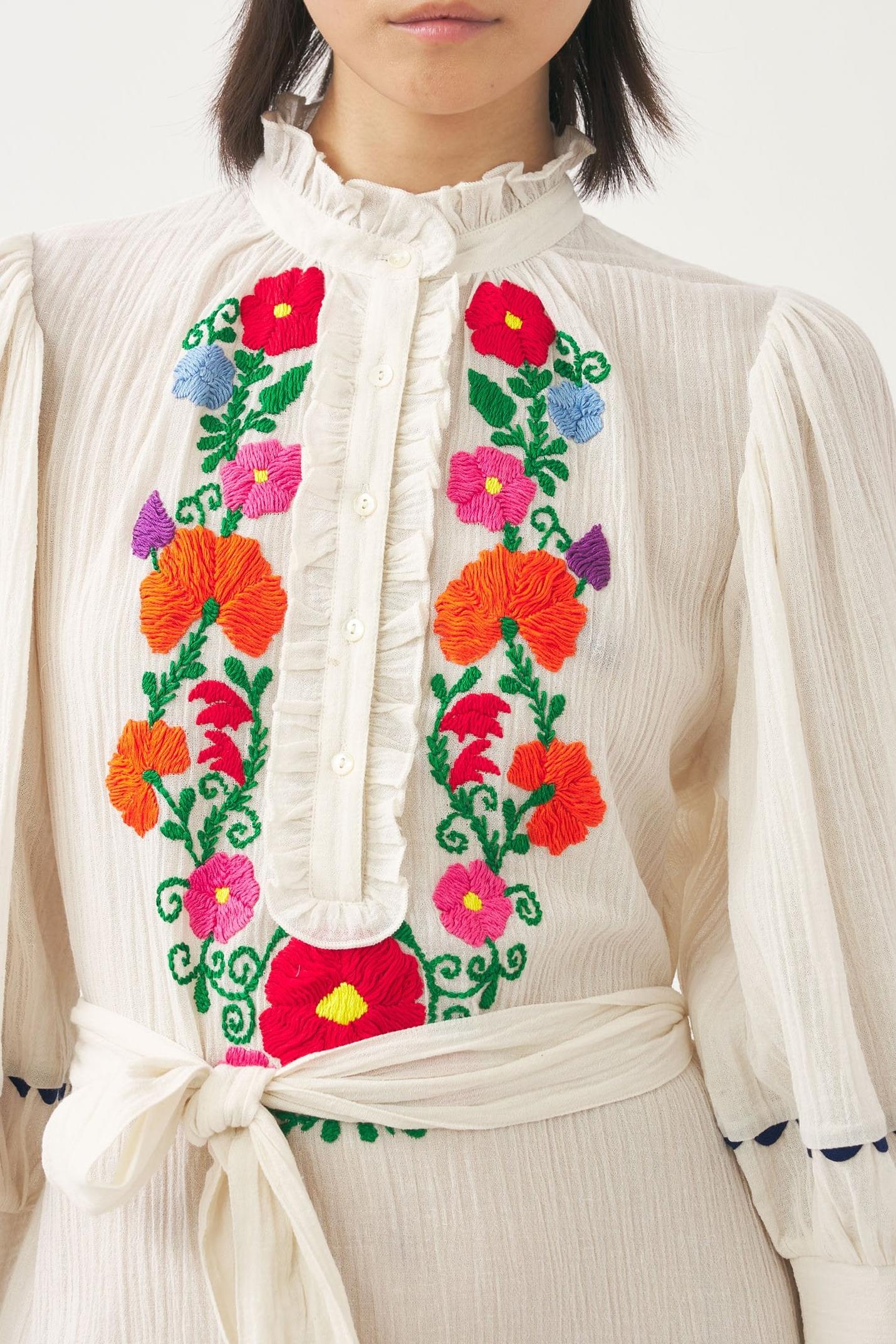 Hand-embroidered maxi dress Clotilda