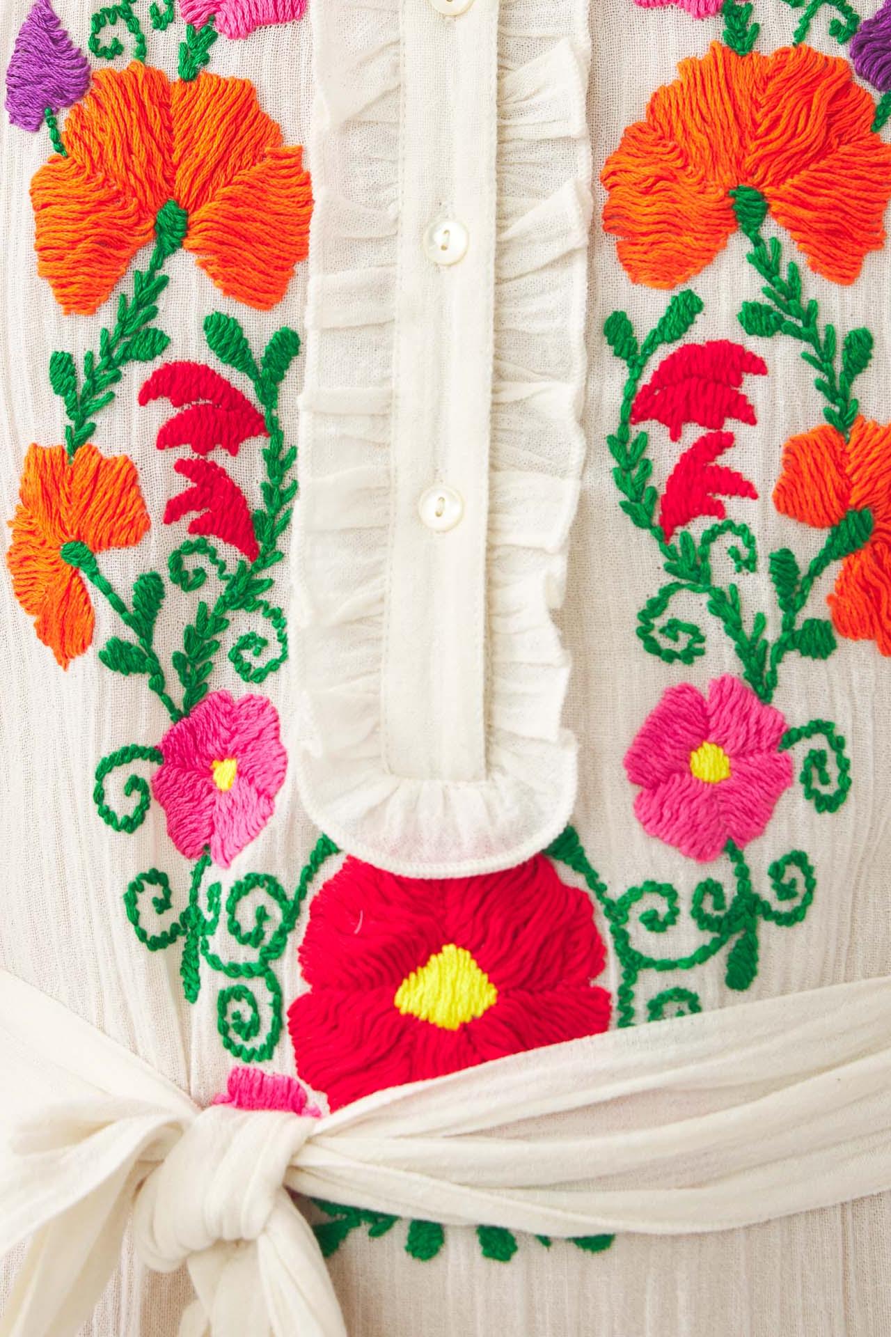 Hand-embroidered maxi dress Clotilda