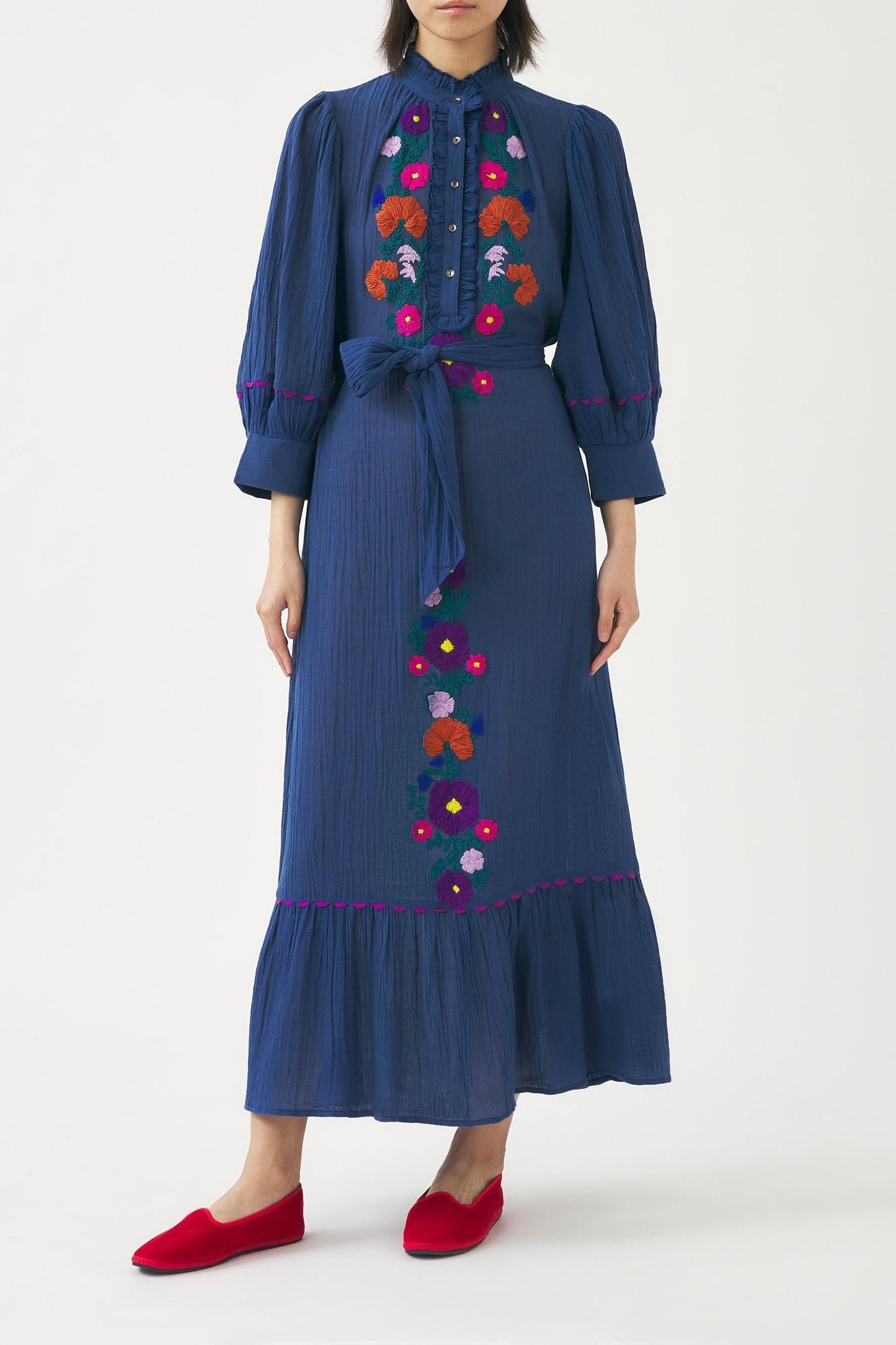 Hand-embroidered maxi dress Clotilda