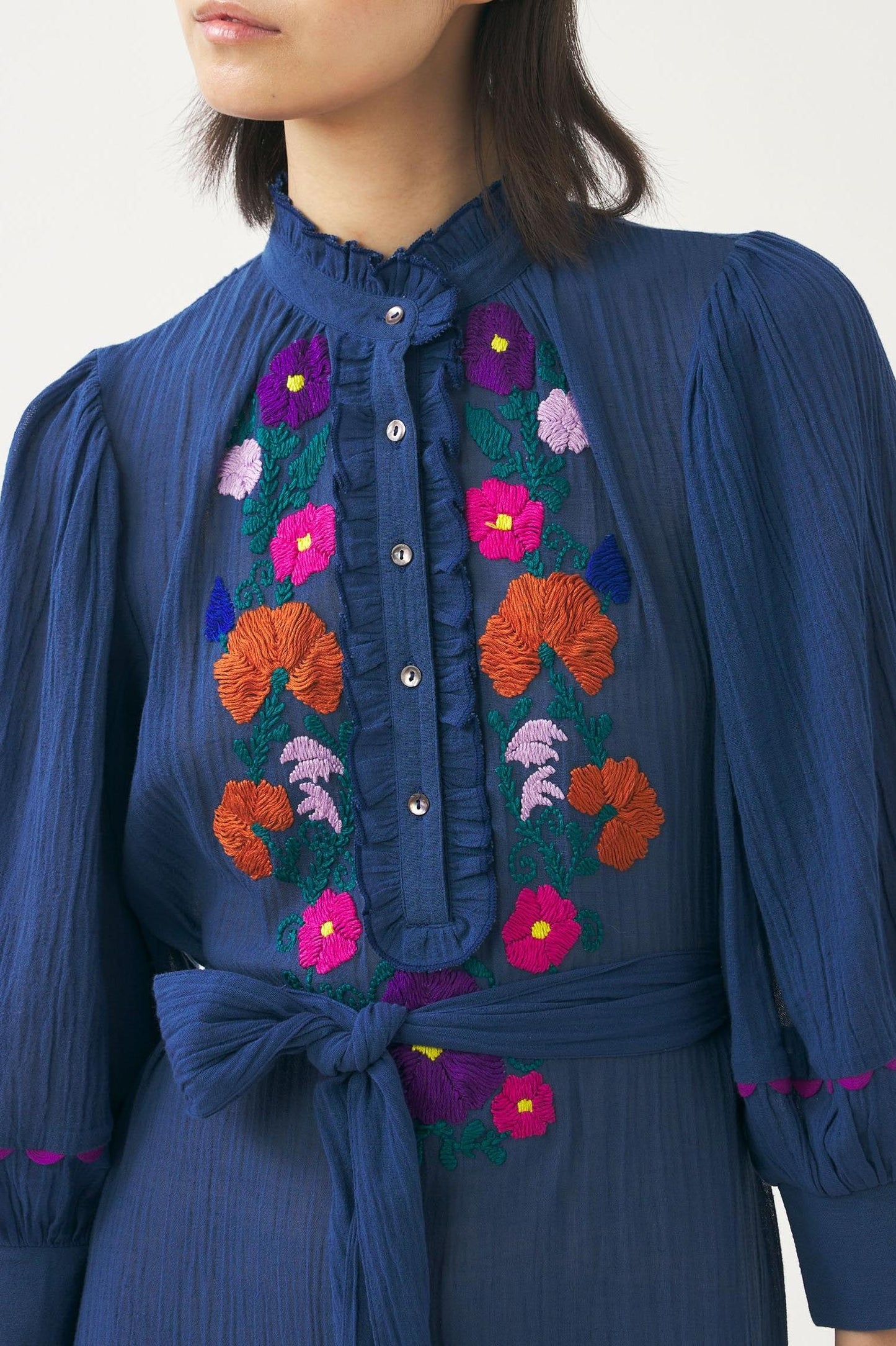 Hand-embroidered maxi dress Clotilda