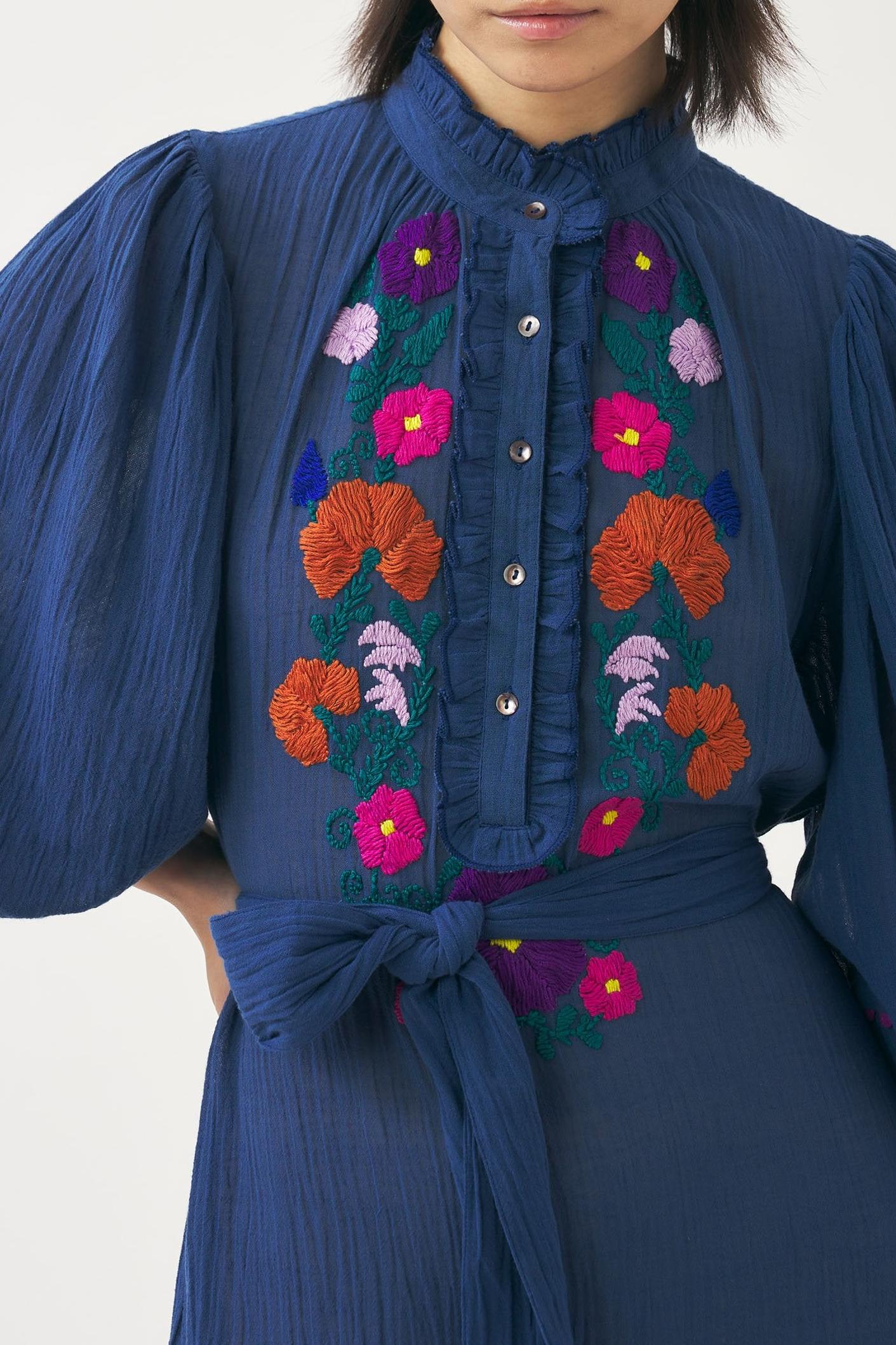 Hand-embroidered maxi dress Clotilda