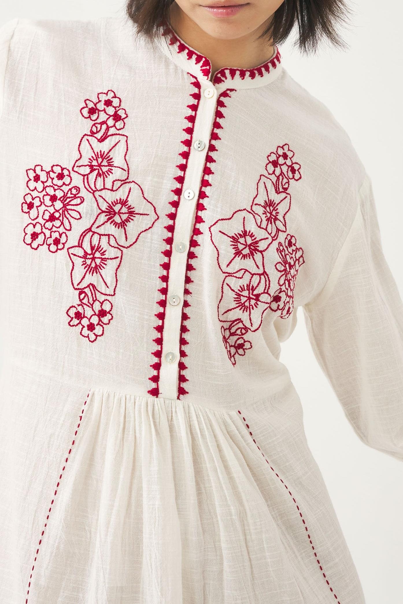 Linen hand-embroidered dress Cindy