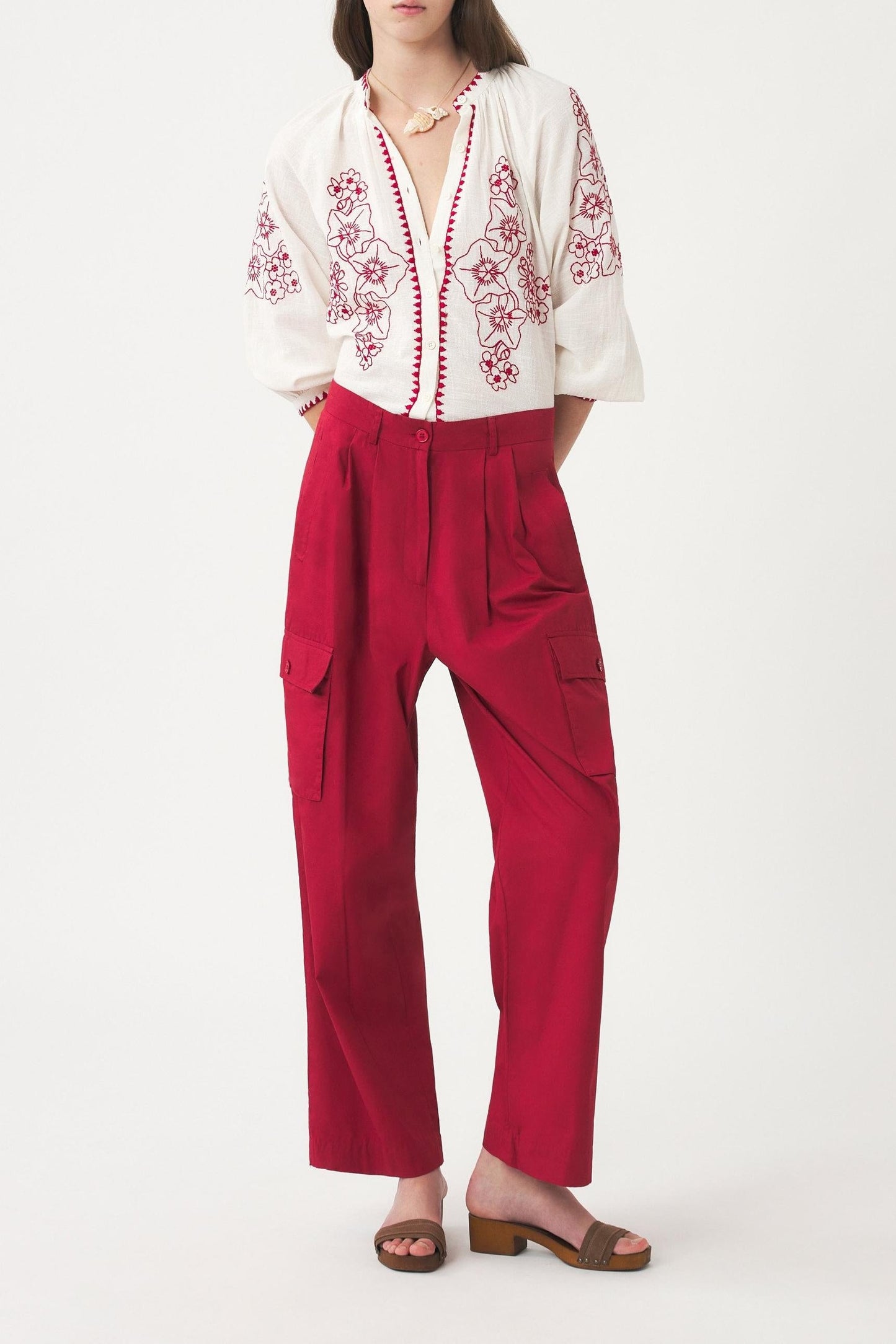 Hand-embroidered linen blouse Cindy