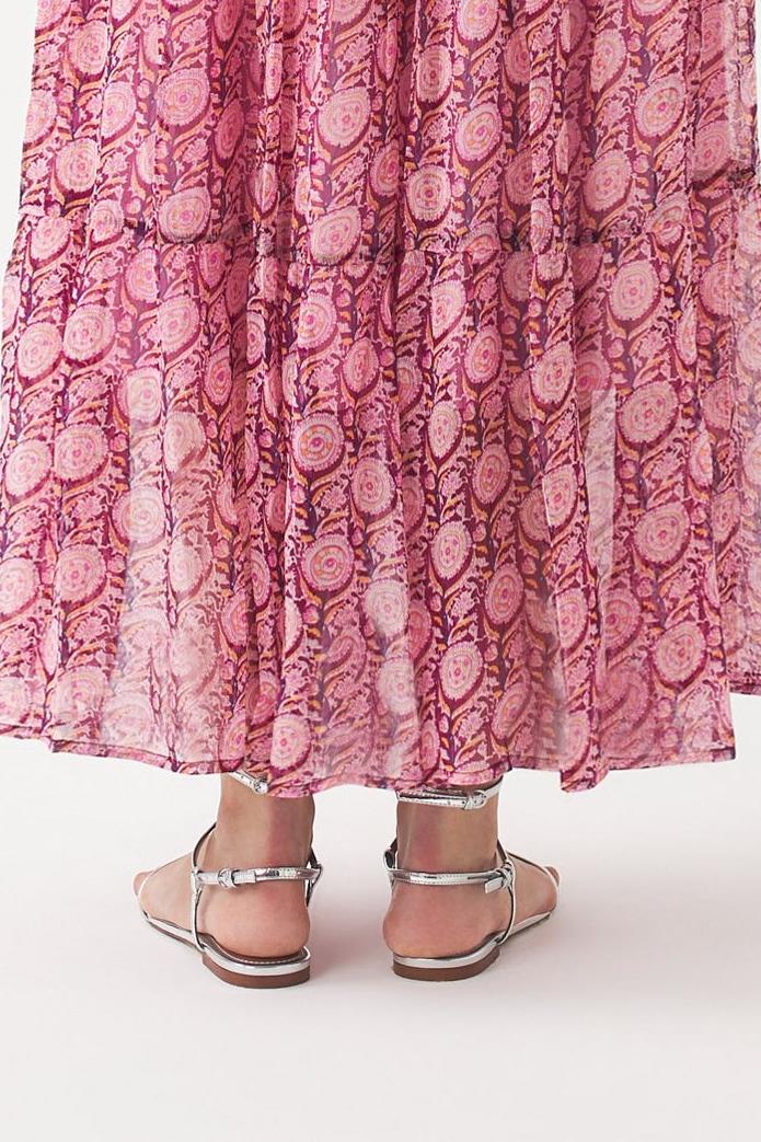 Smocked chiffon strapless dress Cassy