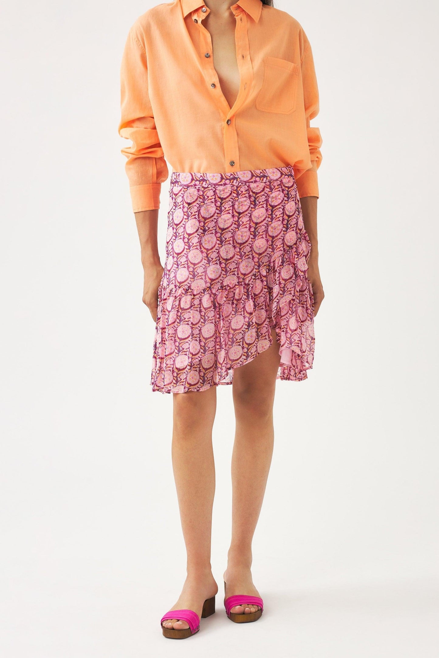 Chiffon asymmetrical miniskirt Cassy