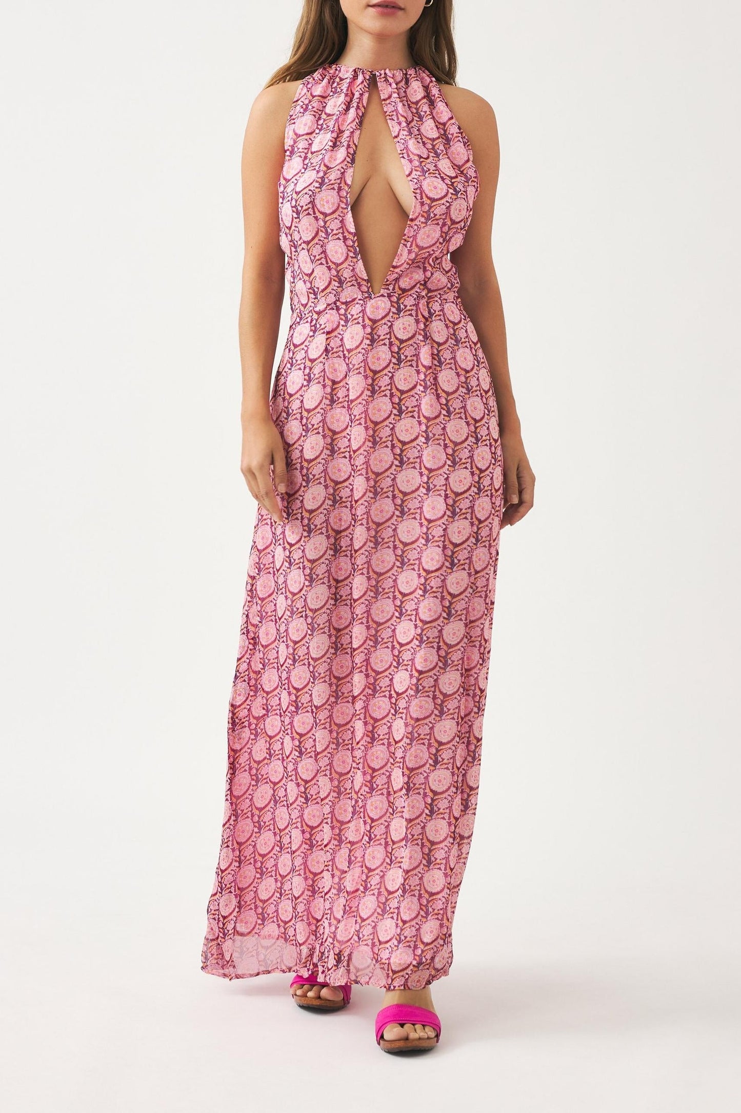 Printed chiffon maxi dress Cassy