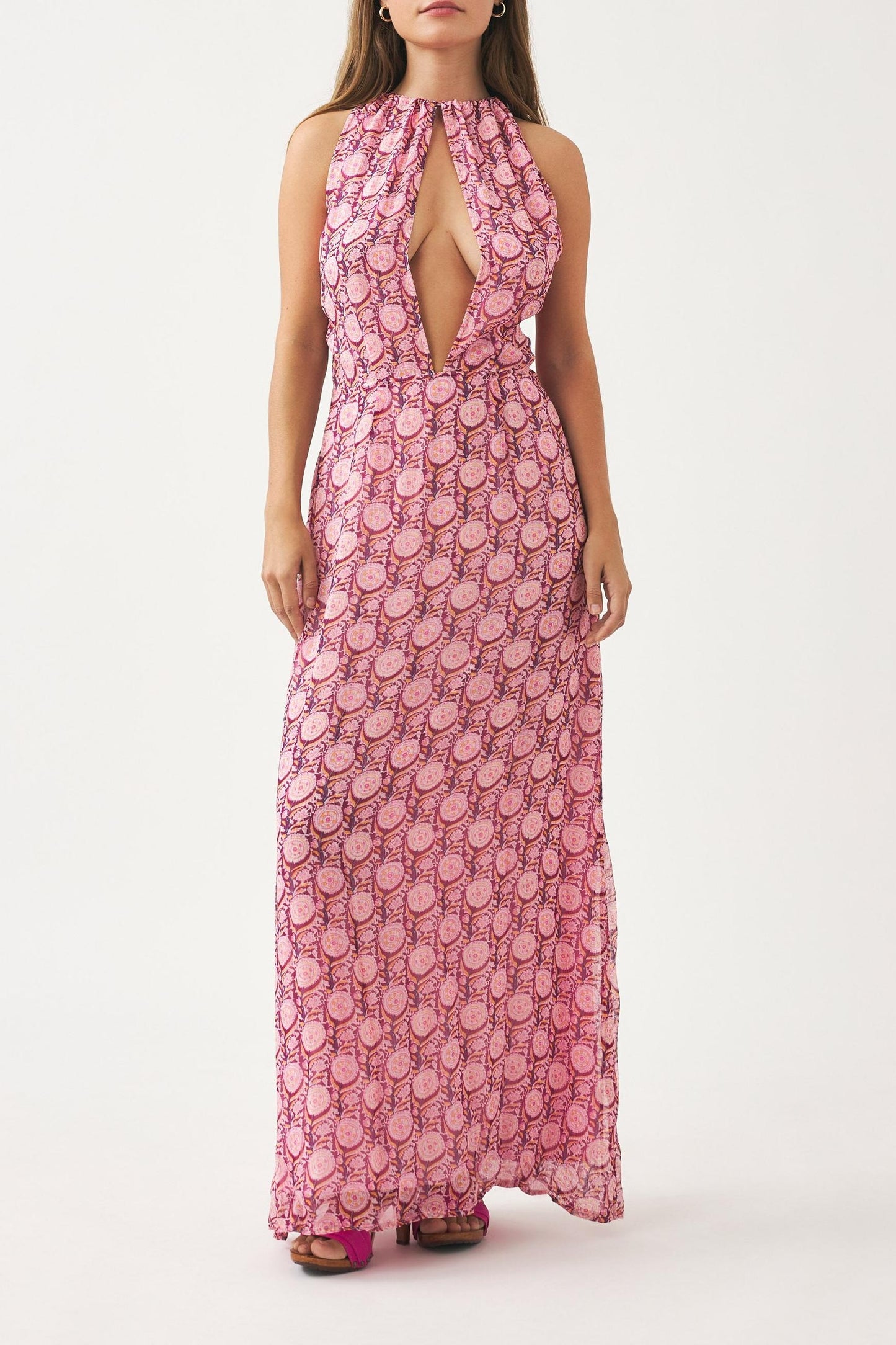 Printed chiffon maxi dress Cassy