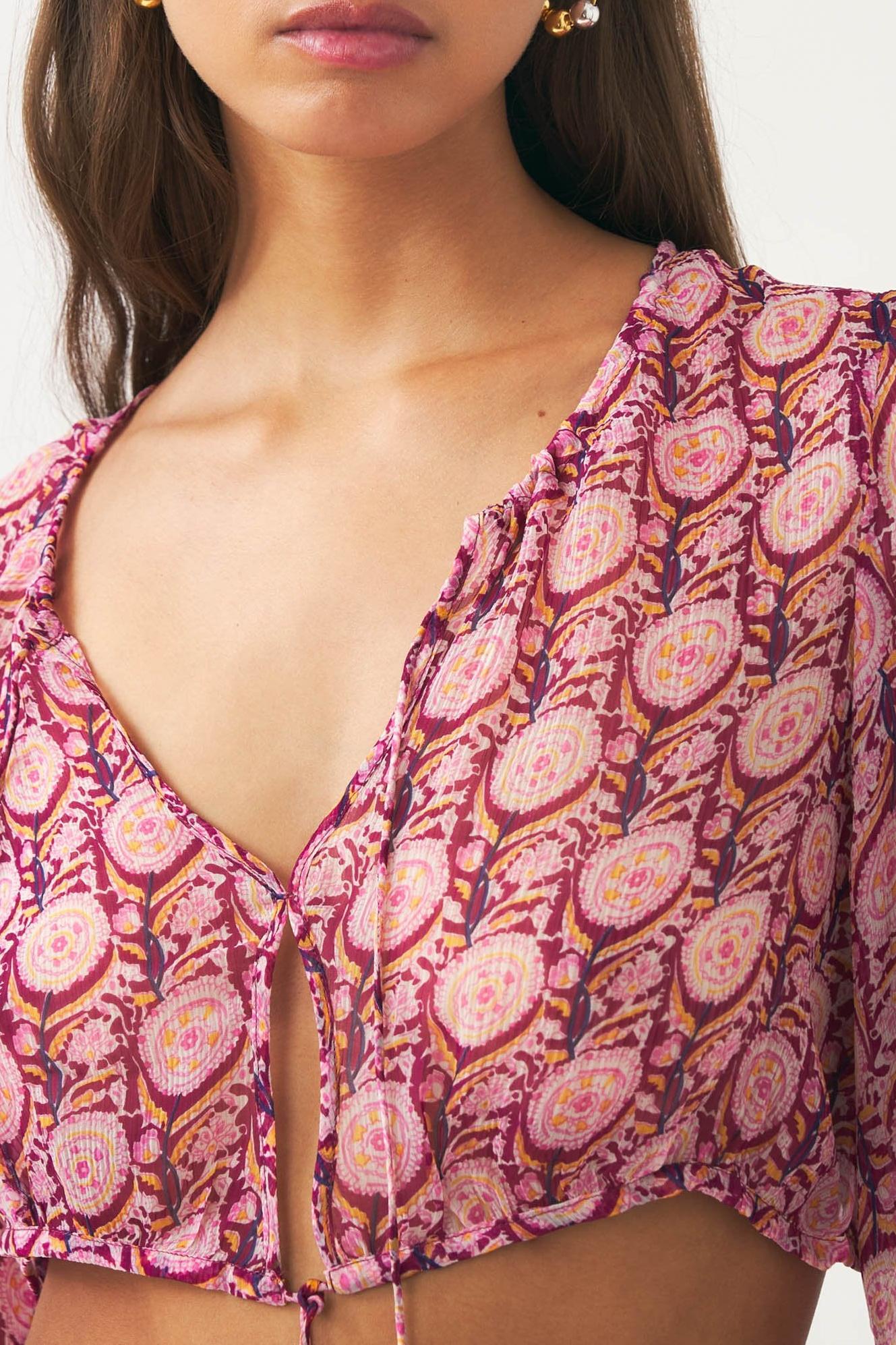 Cropped chiffon print blouse Cassy