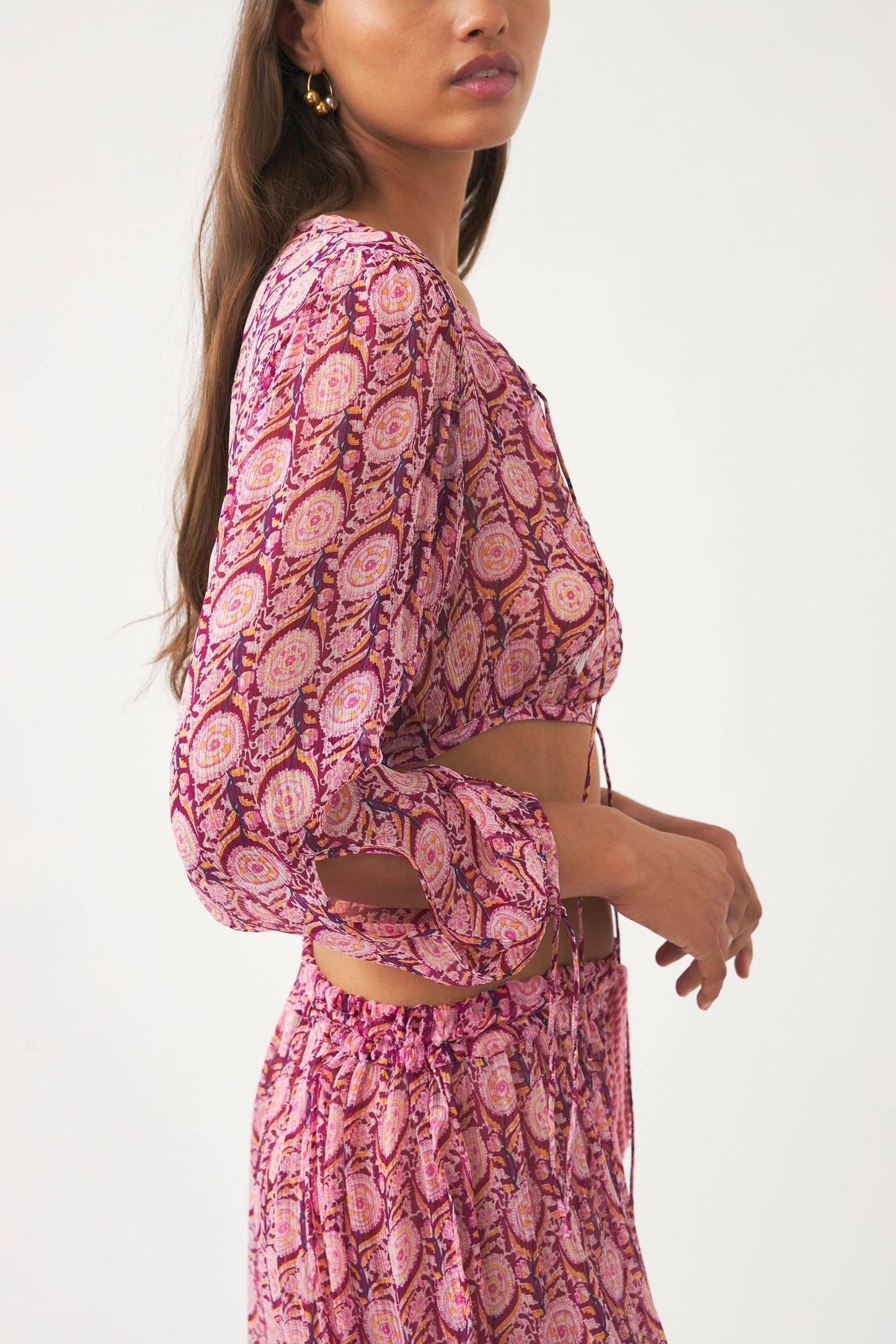 Cropped chiffon print blouse Cassy