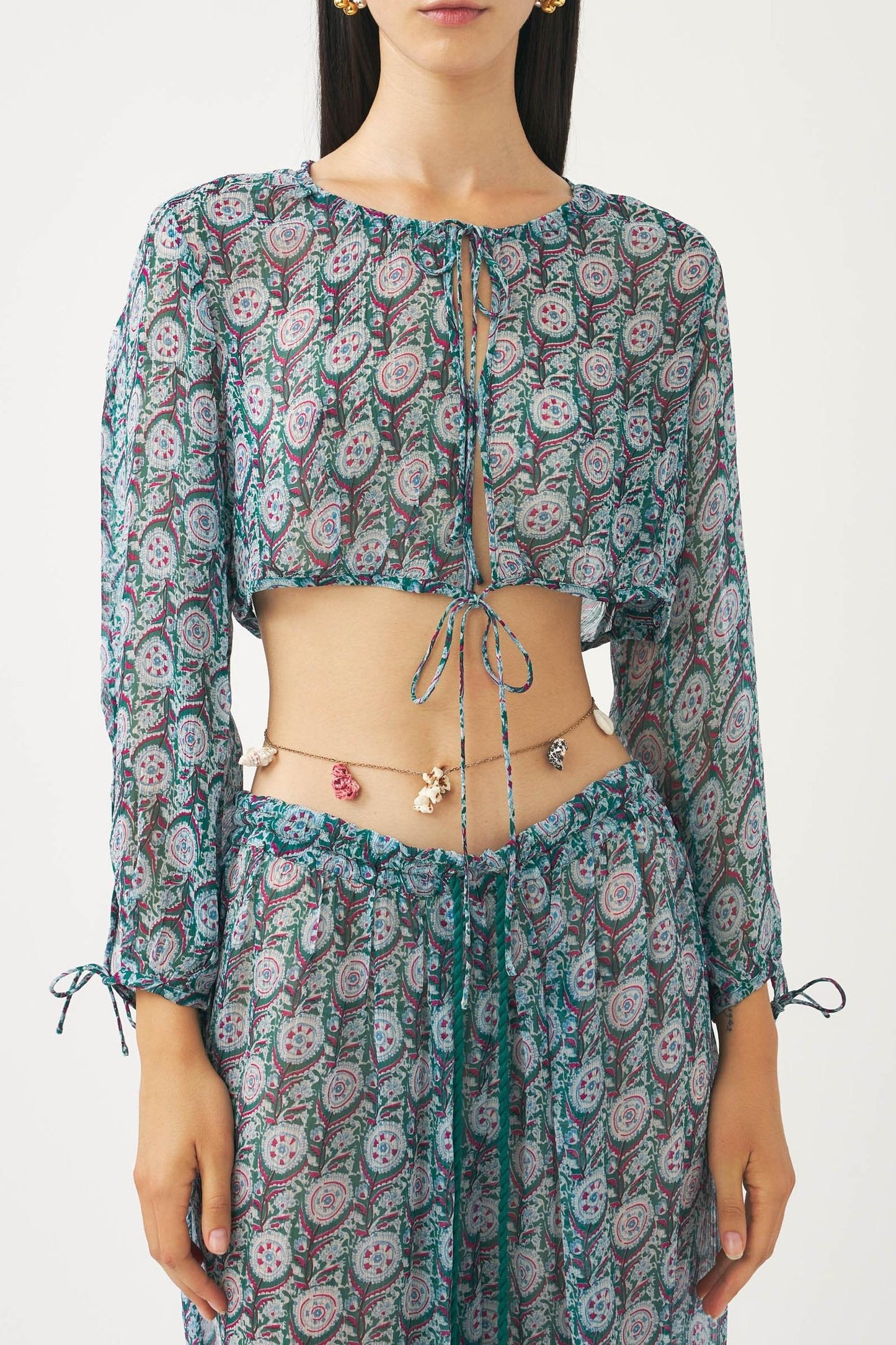 Cropped chiffon print blouse Cassy