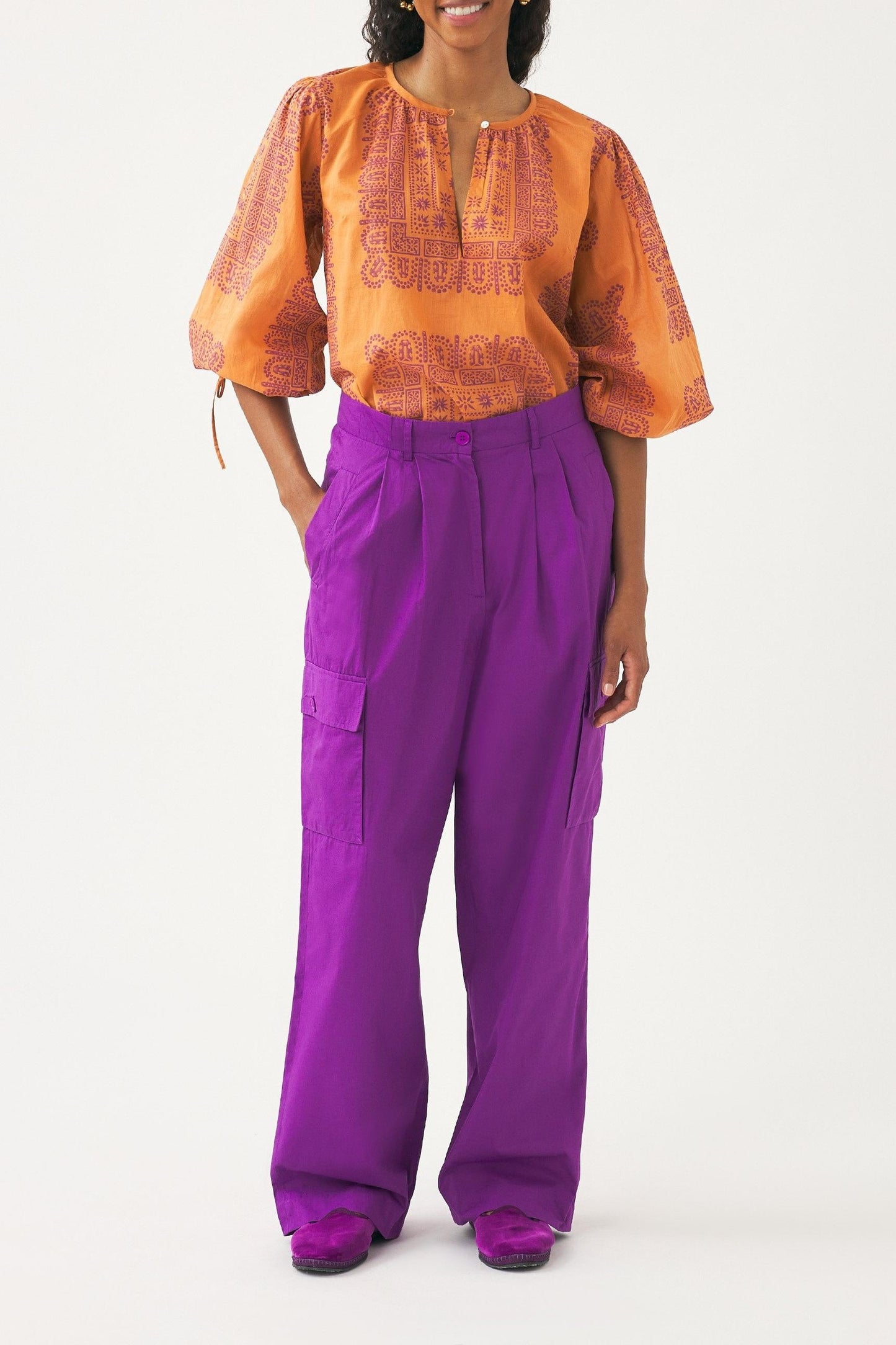 Cotton poplin cargo trousers Bottom