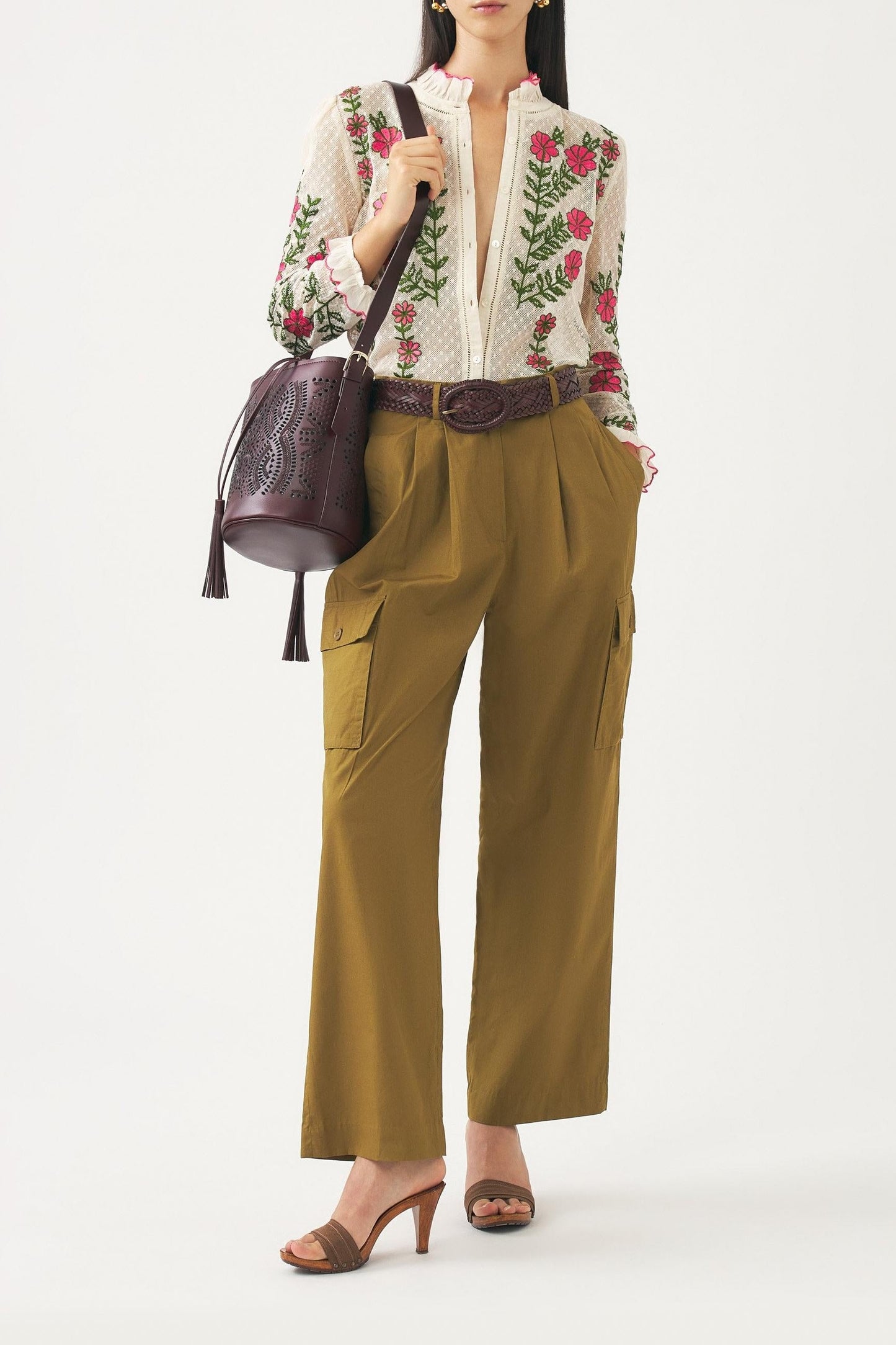 Cotton poplin cargo trousers Bottom