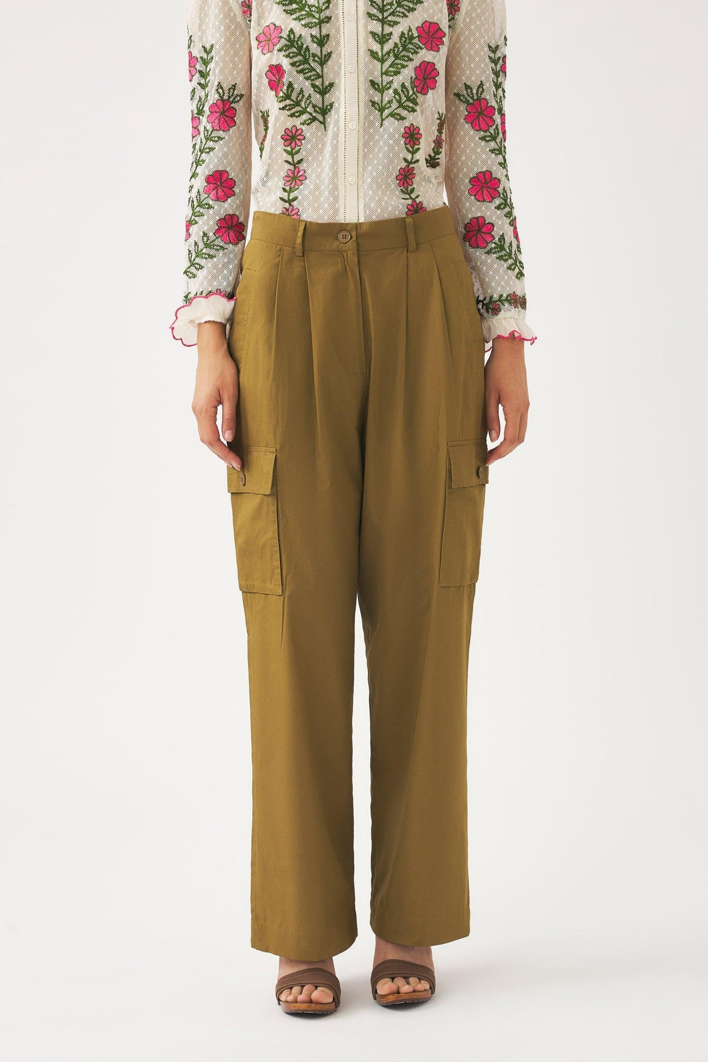 Cotton poplin cargo trousers Bottom