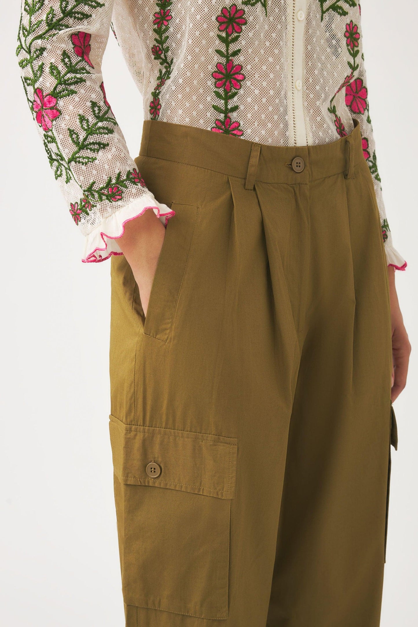 Cotton poplin cargo trousers Bottom