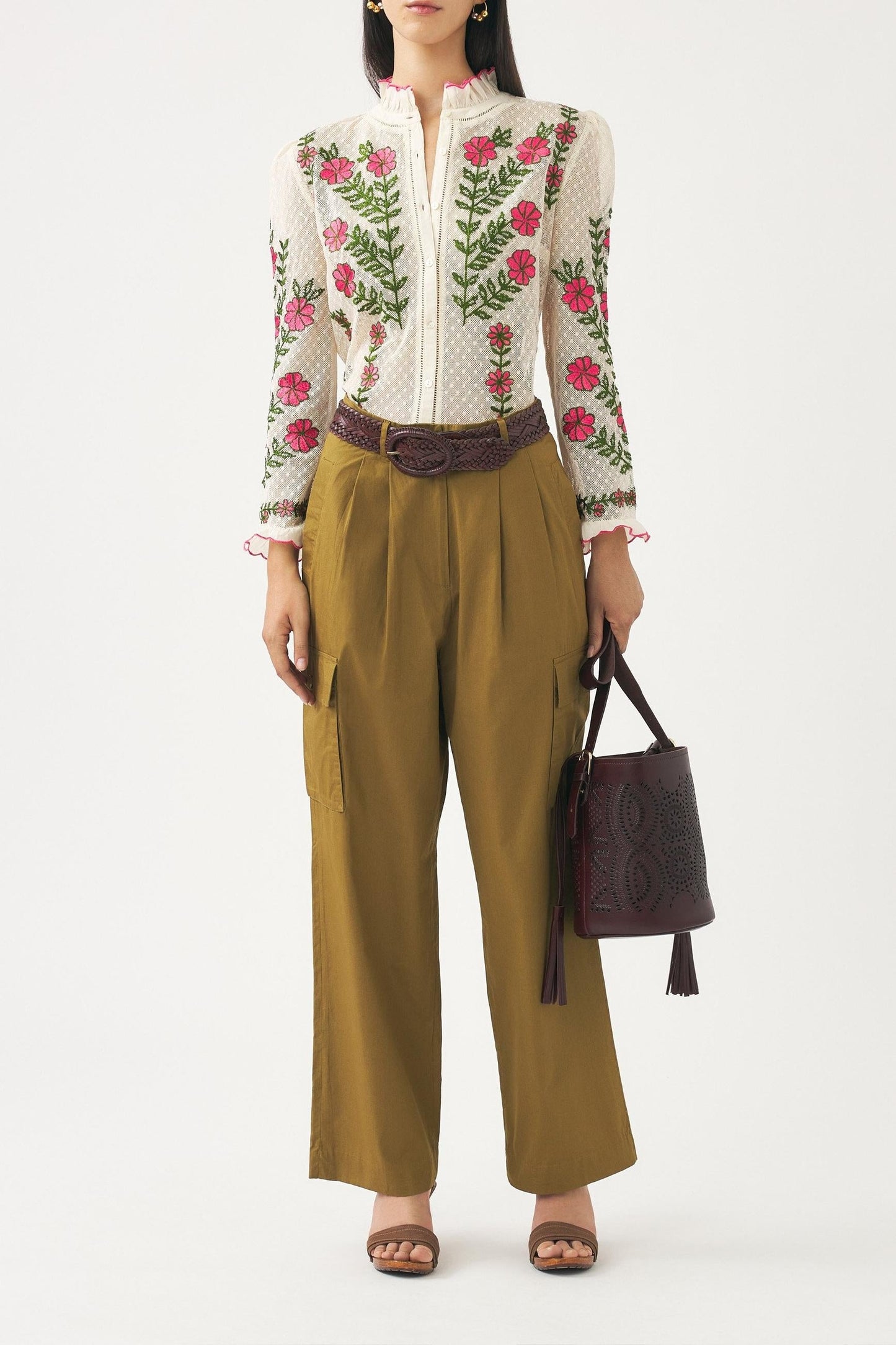 Cotton poplin cargo trousers Bottom