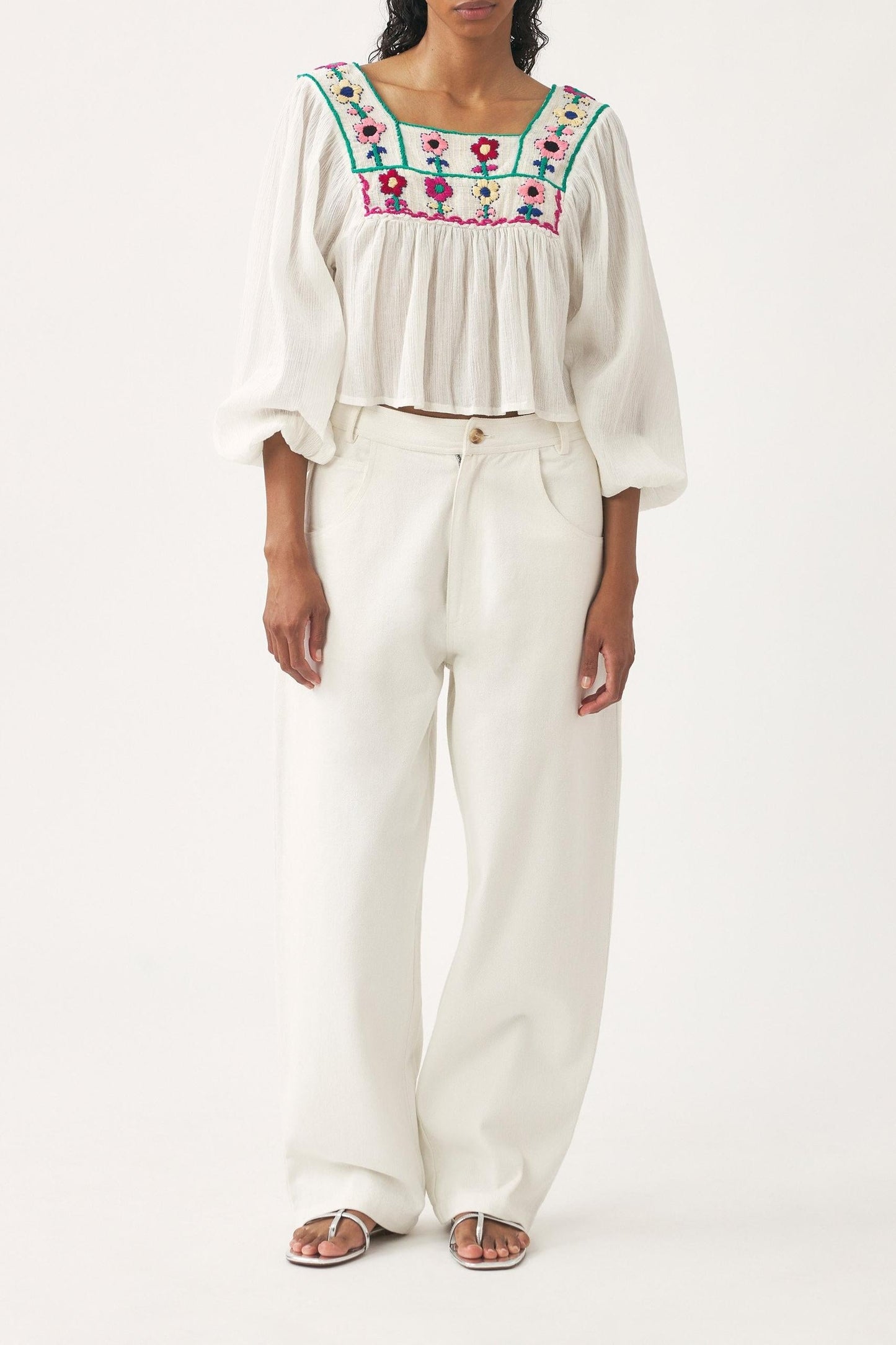 Hand-embroidered crochet blouse Belinda