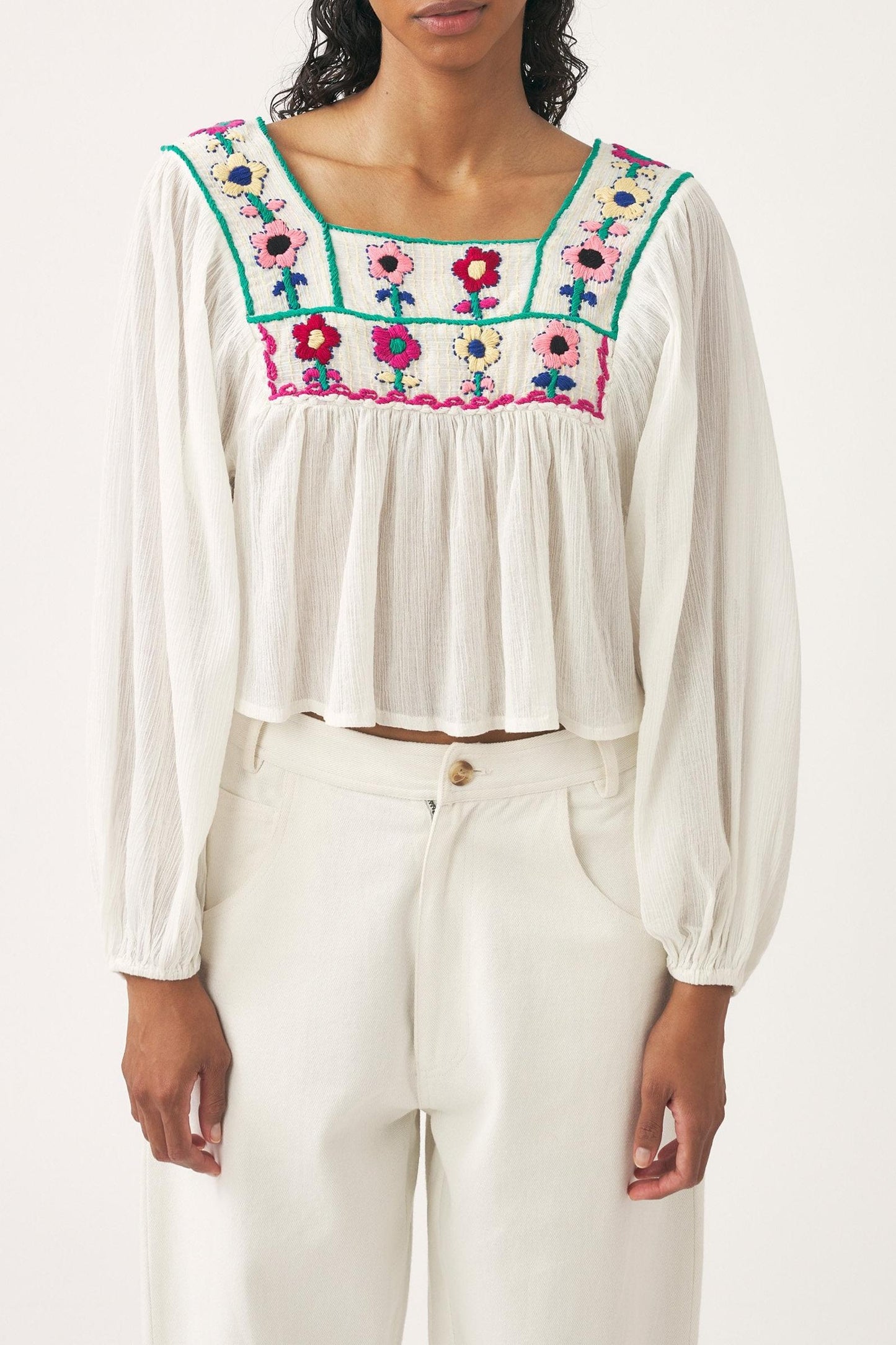 Hand-embroidered crochet blouse Belinda