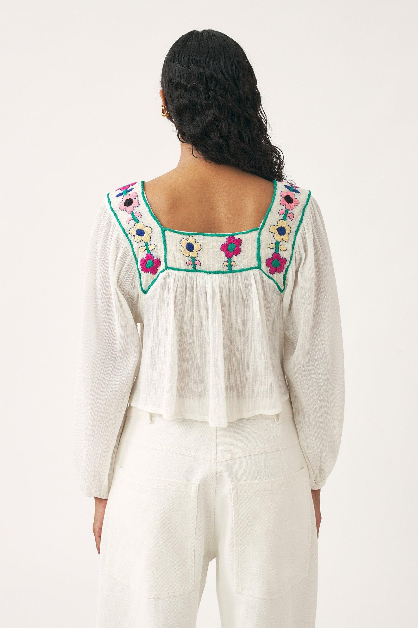 Hand-embroidered crochet blouse Belinda