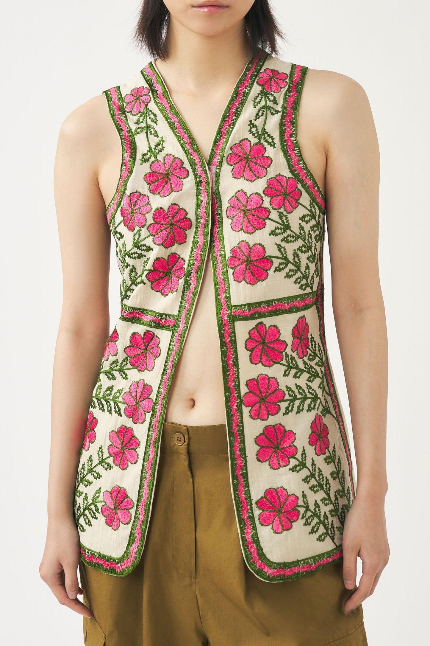 Embroidered sleeveless gilet Ario