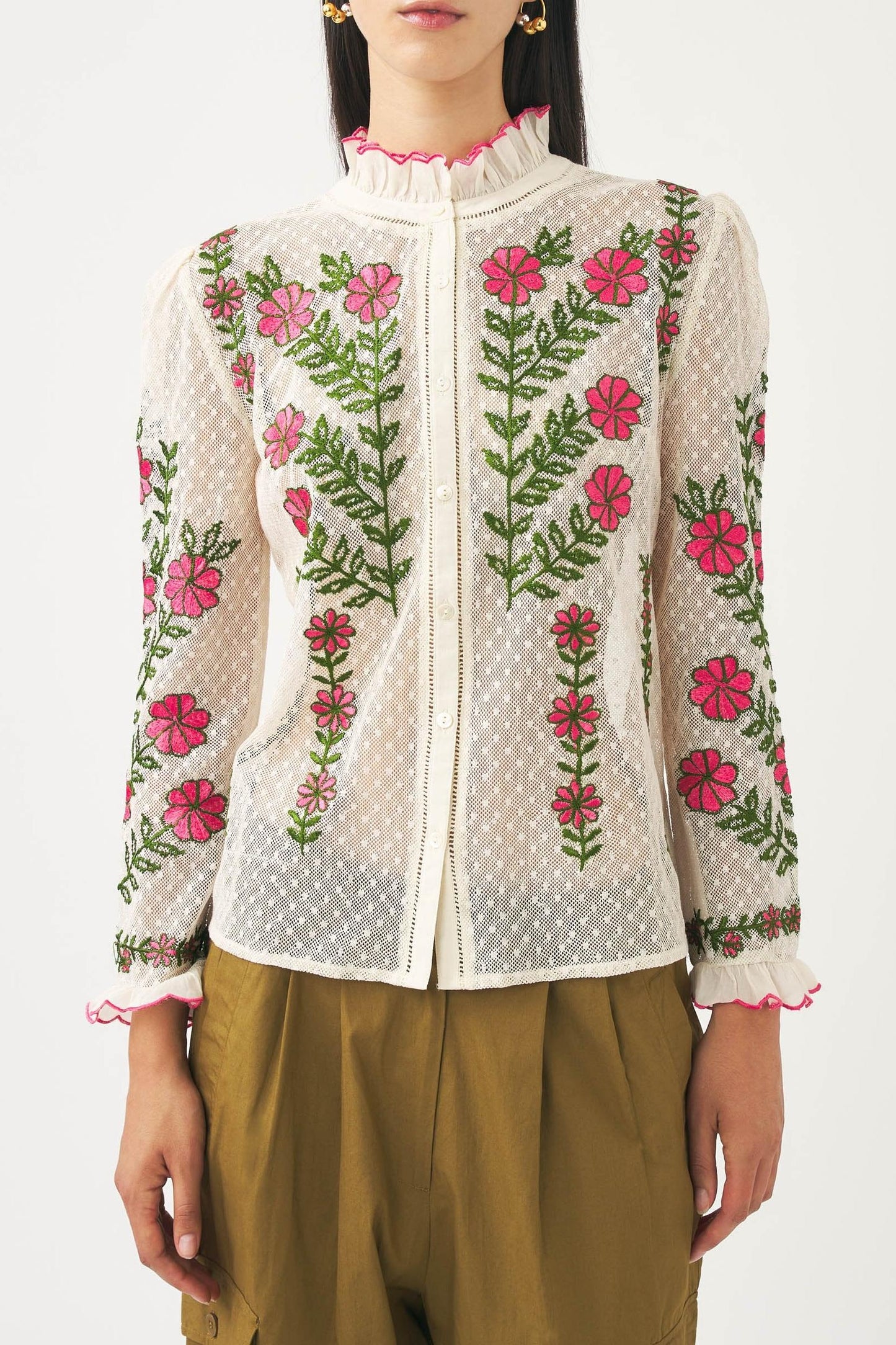 Embroidered lace blouse Ario