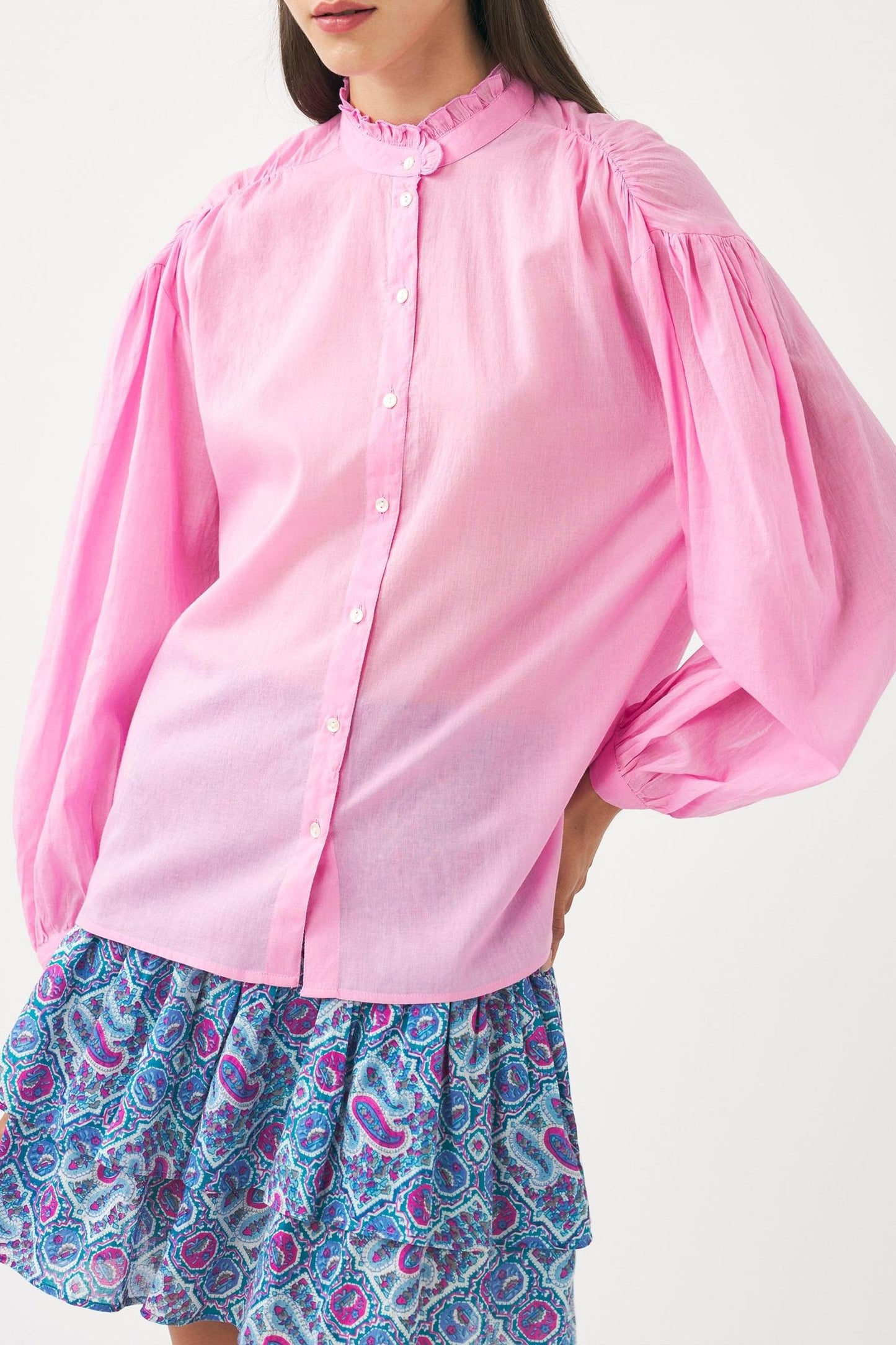 Blusa de voile de algodón Anna